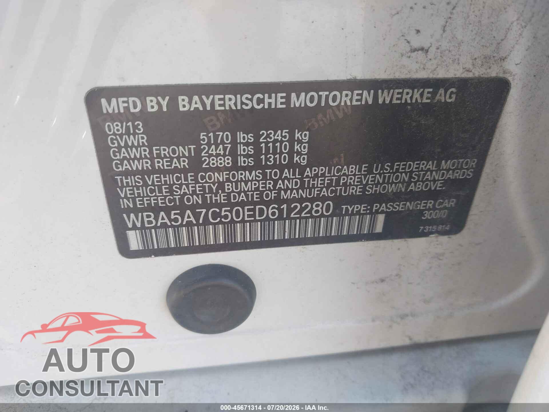 BMW 528I 2014 - WBA5A7C50ED612280