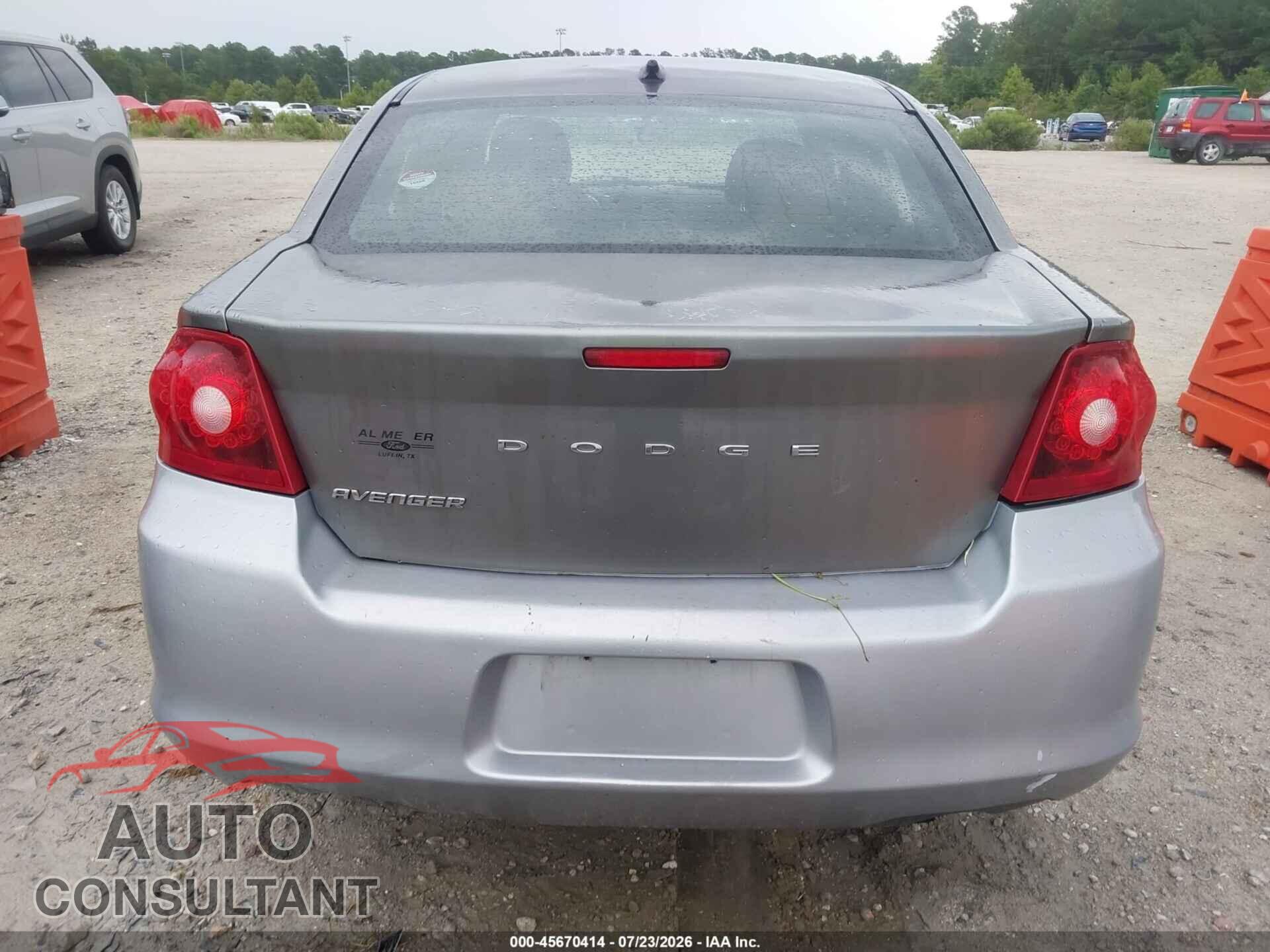 DODGE AVENGER 2012 - 1C3CDZCB9CN156312