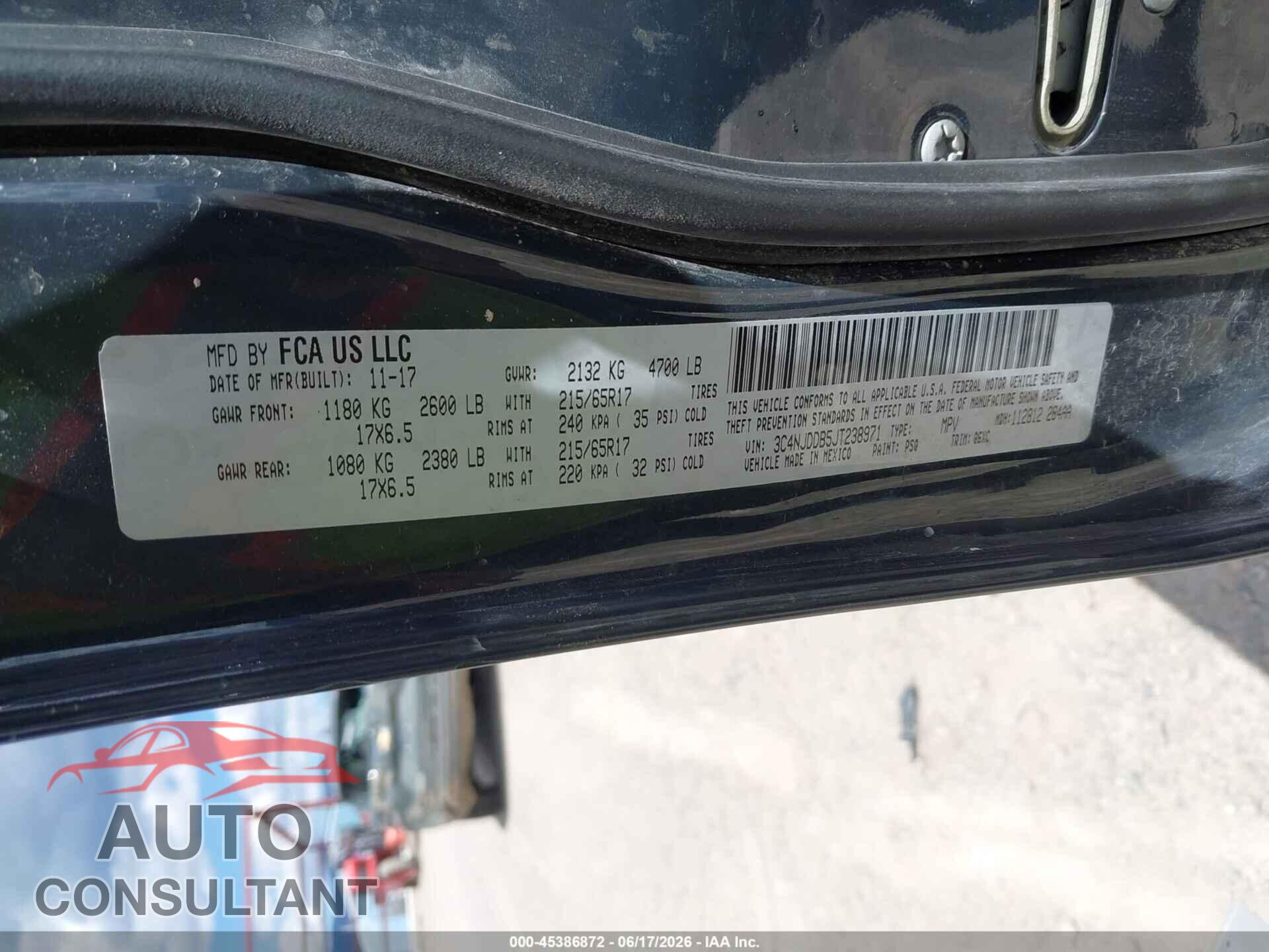 JEEP COMPASS 2018 - 3C4NJDDB5JT238971