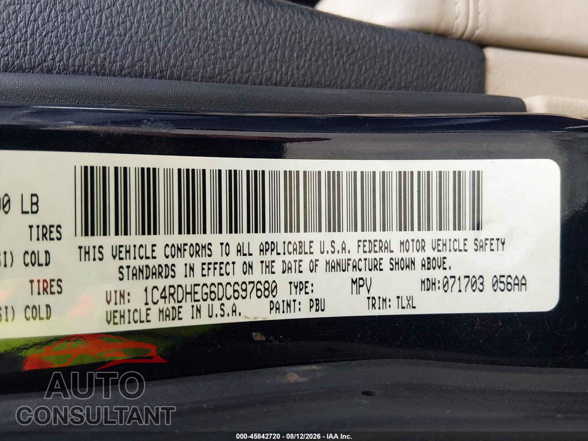 DODGE DURANGO 2013 - 1C4RDHEG6DC697680