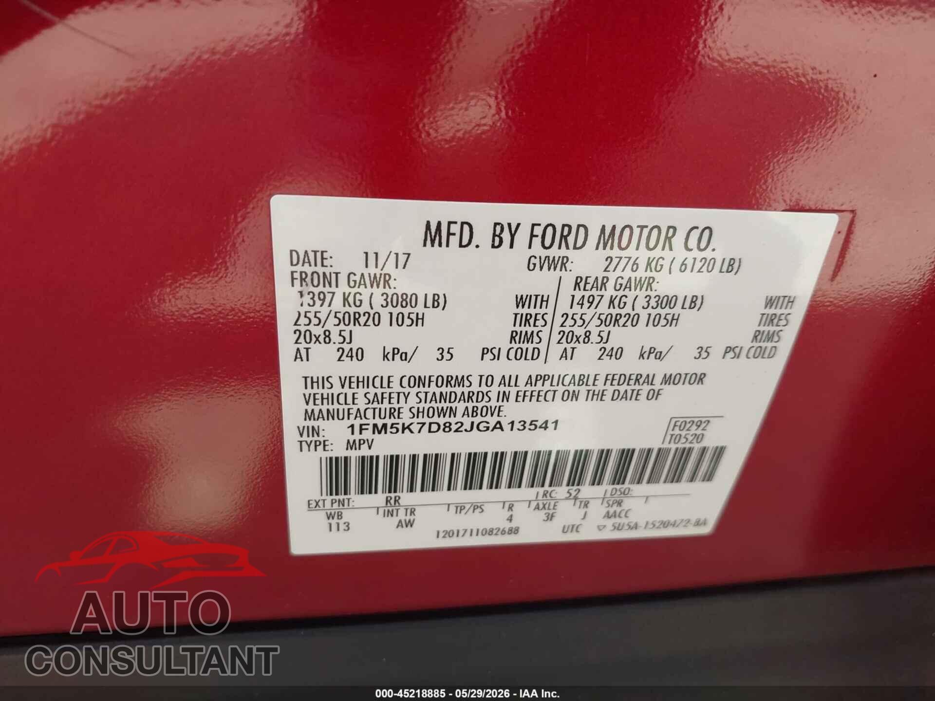 FORD EXPLORER 2018 - 1FM5K7D82JGA13541