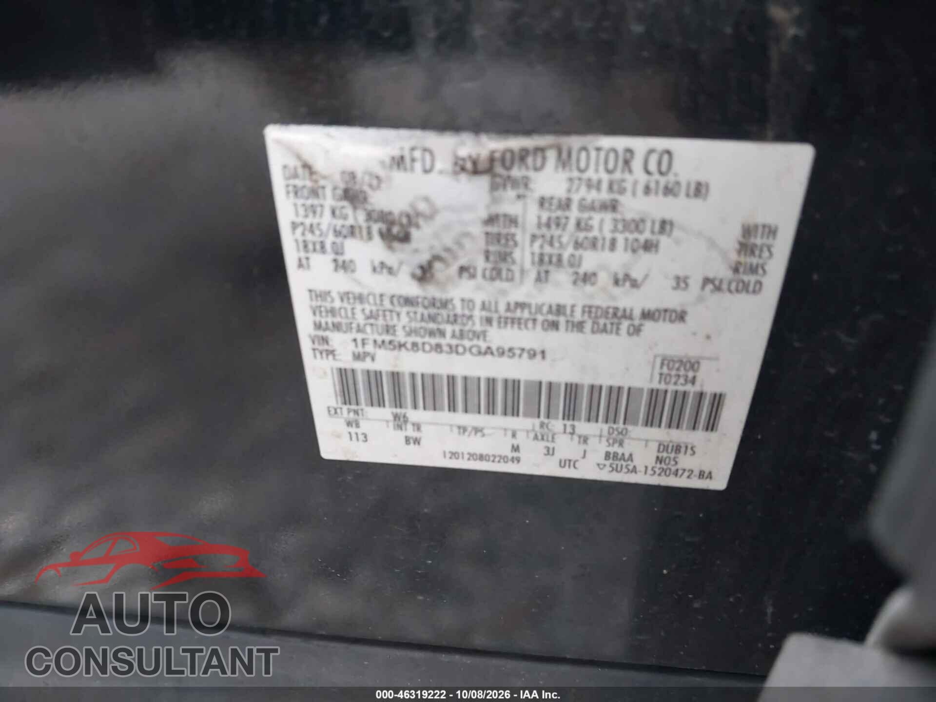 FORD EXPLORER 2013 - 1FM5K8D83DGA95791
