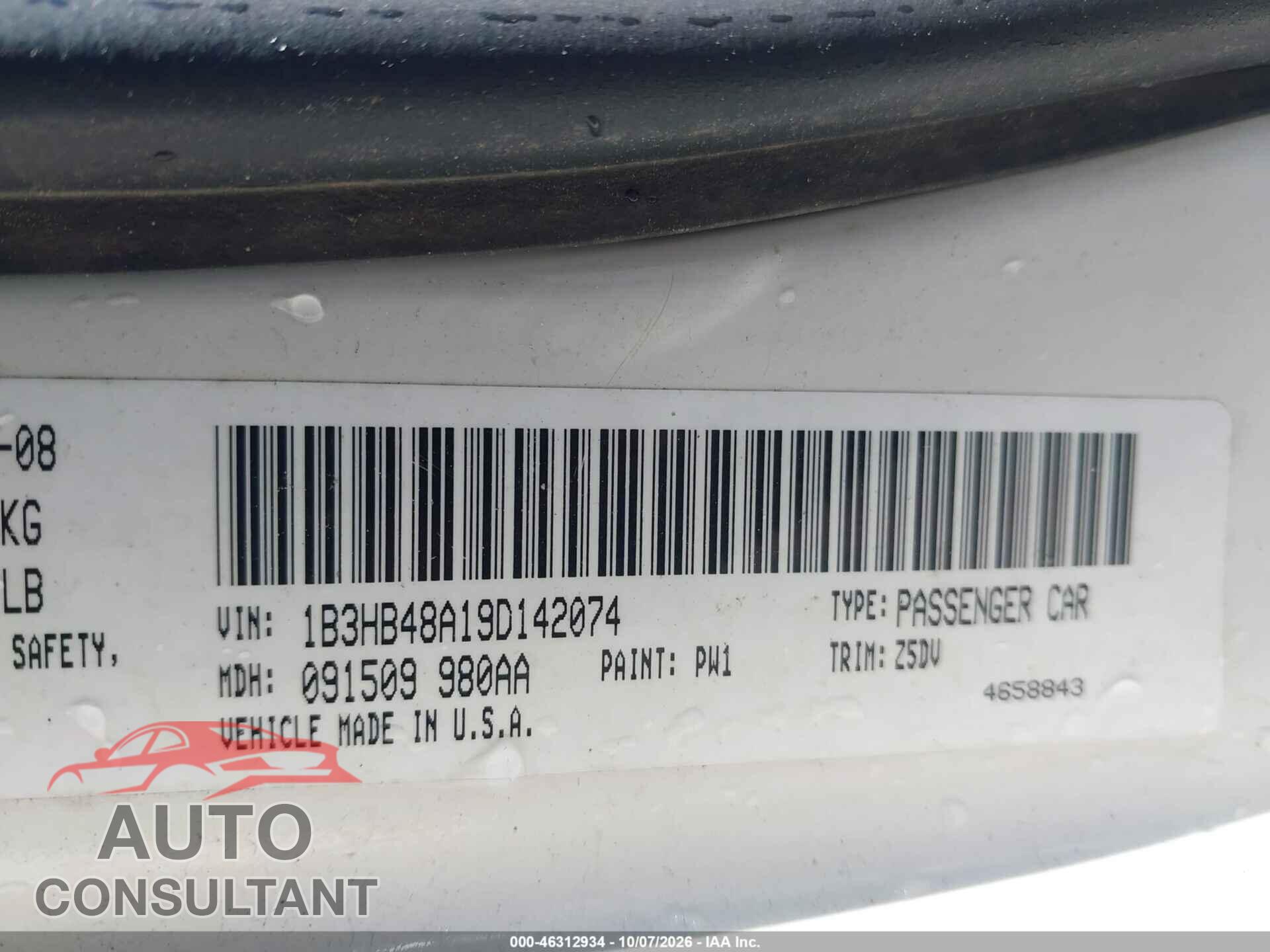 DODGE CALIBER 2009 - 1B3HB48A19D142074