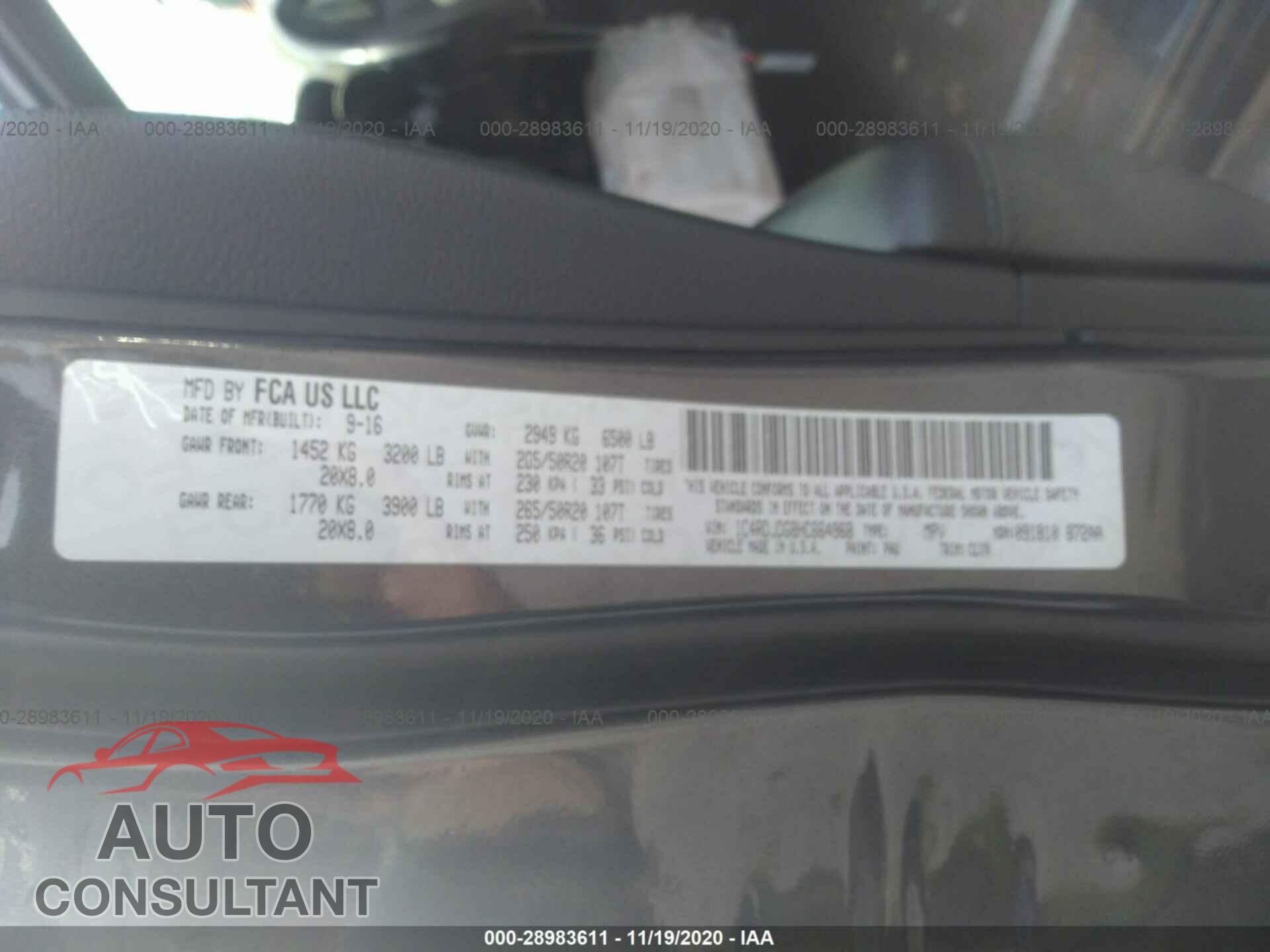DODGE DURANGO 2017 - 1C4RDJDG8HC664968