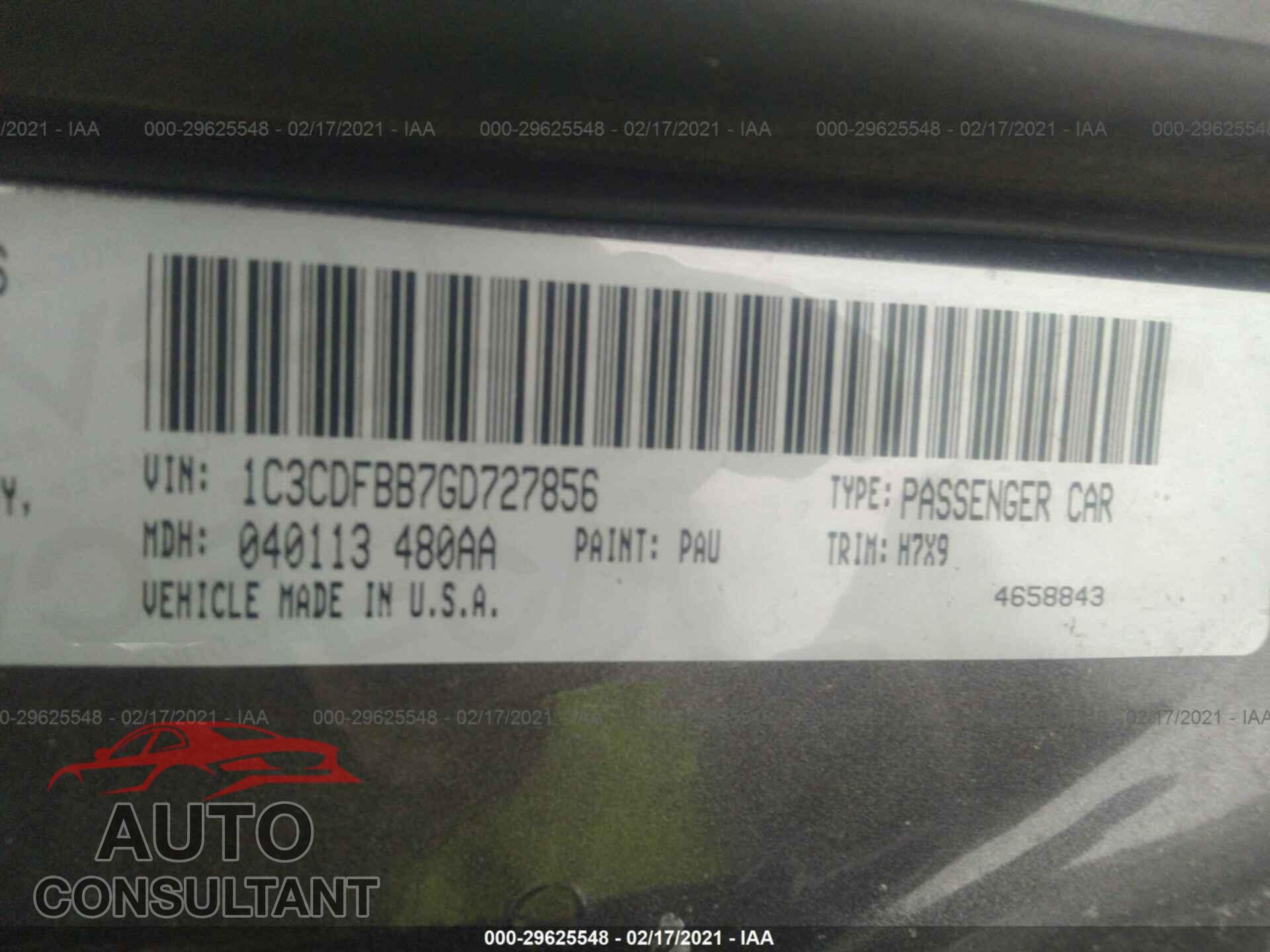 DODGE DART 2016 - 1C3CDFBB7GD727856