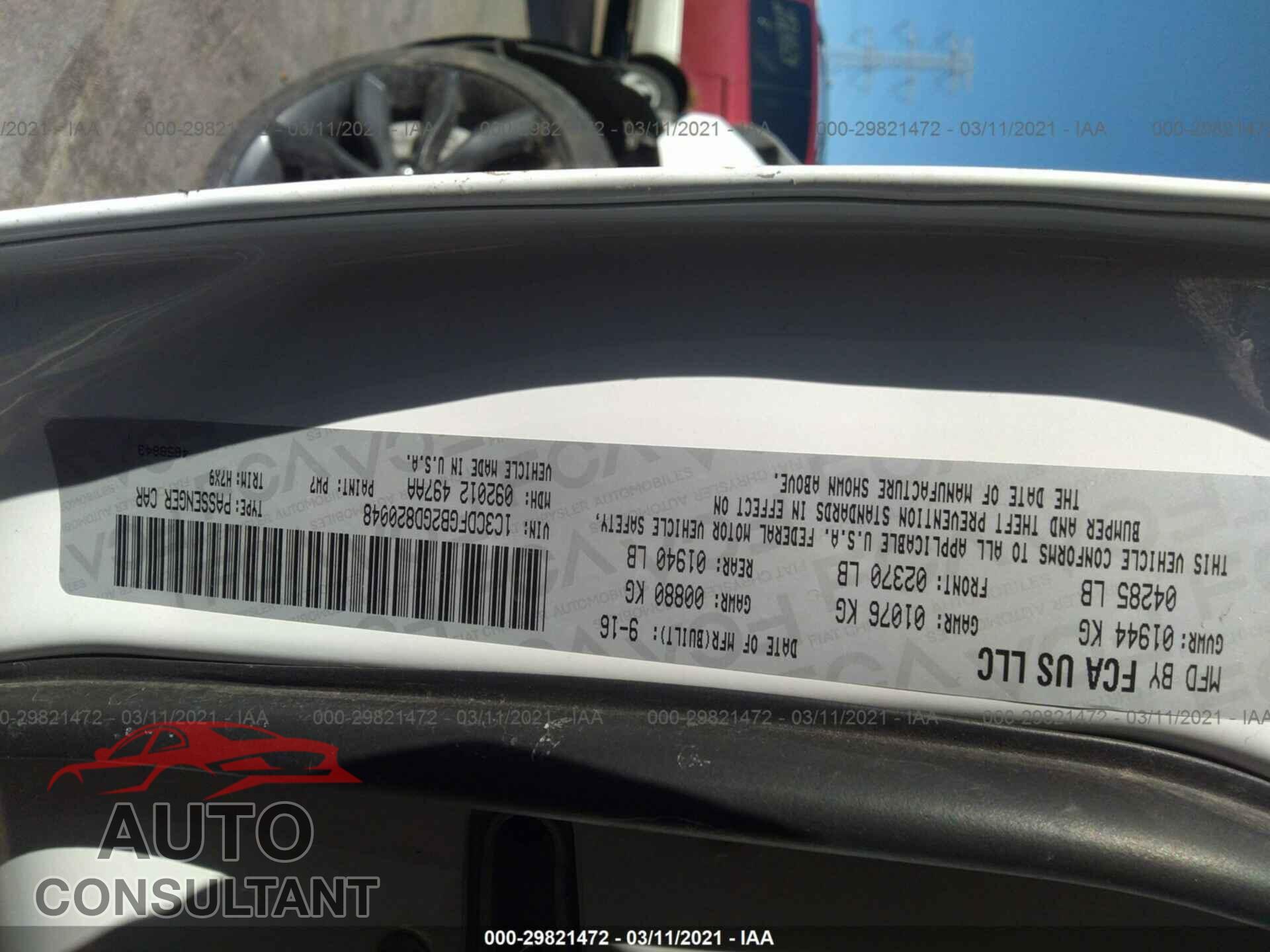 DODGE DART 2016 - 1C3CDFGB2GD820048