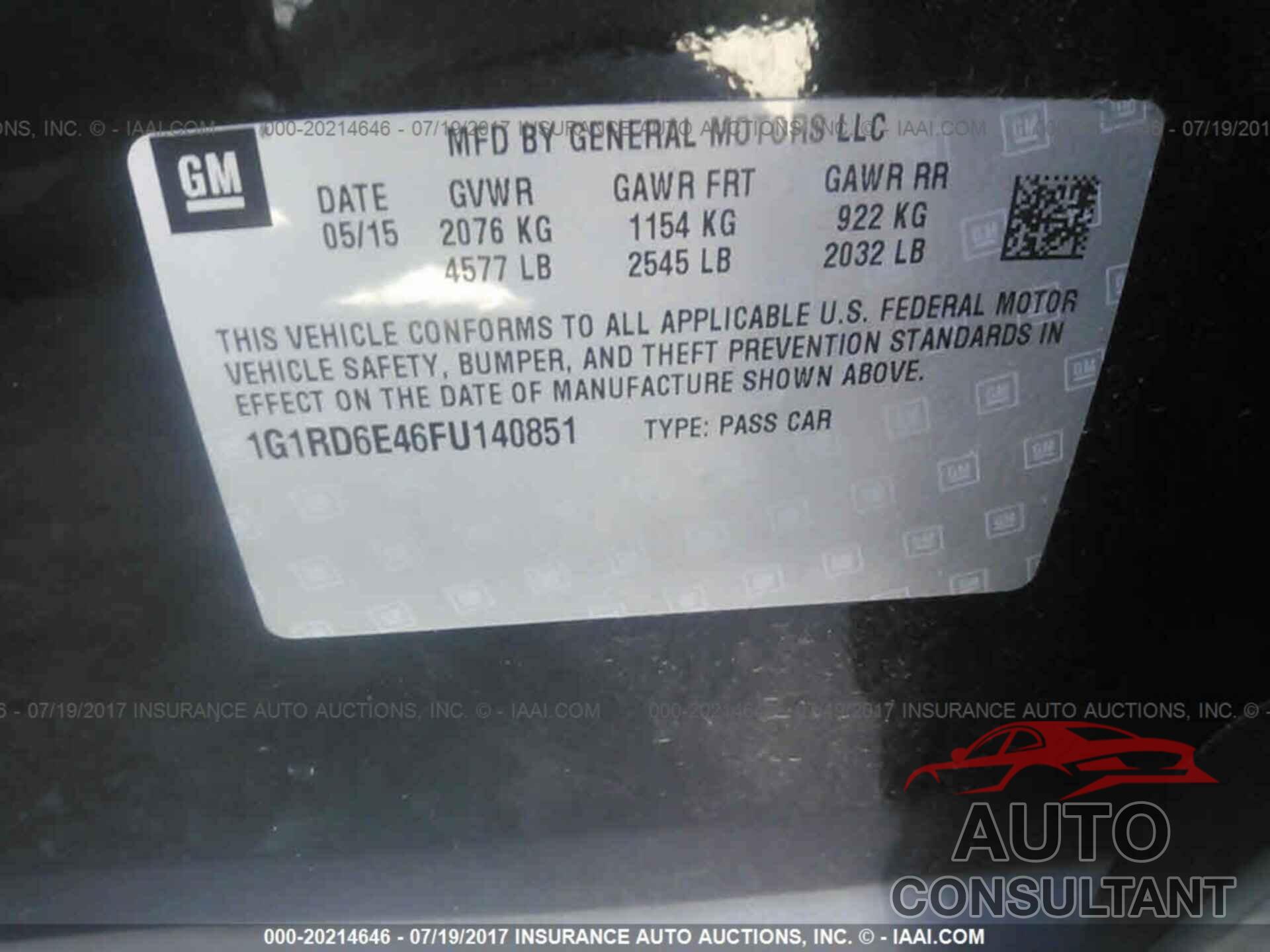 Chevrolet Volt 2015 - 1G1RD6E46FU140851
