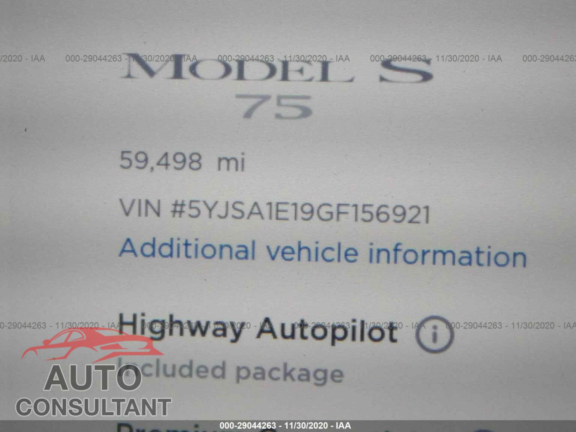 TESLA MODEL S 2016 - 5YJSA1E19GF156921