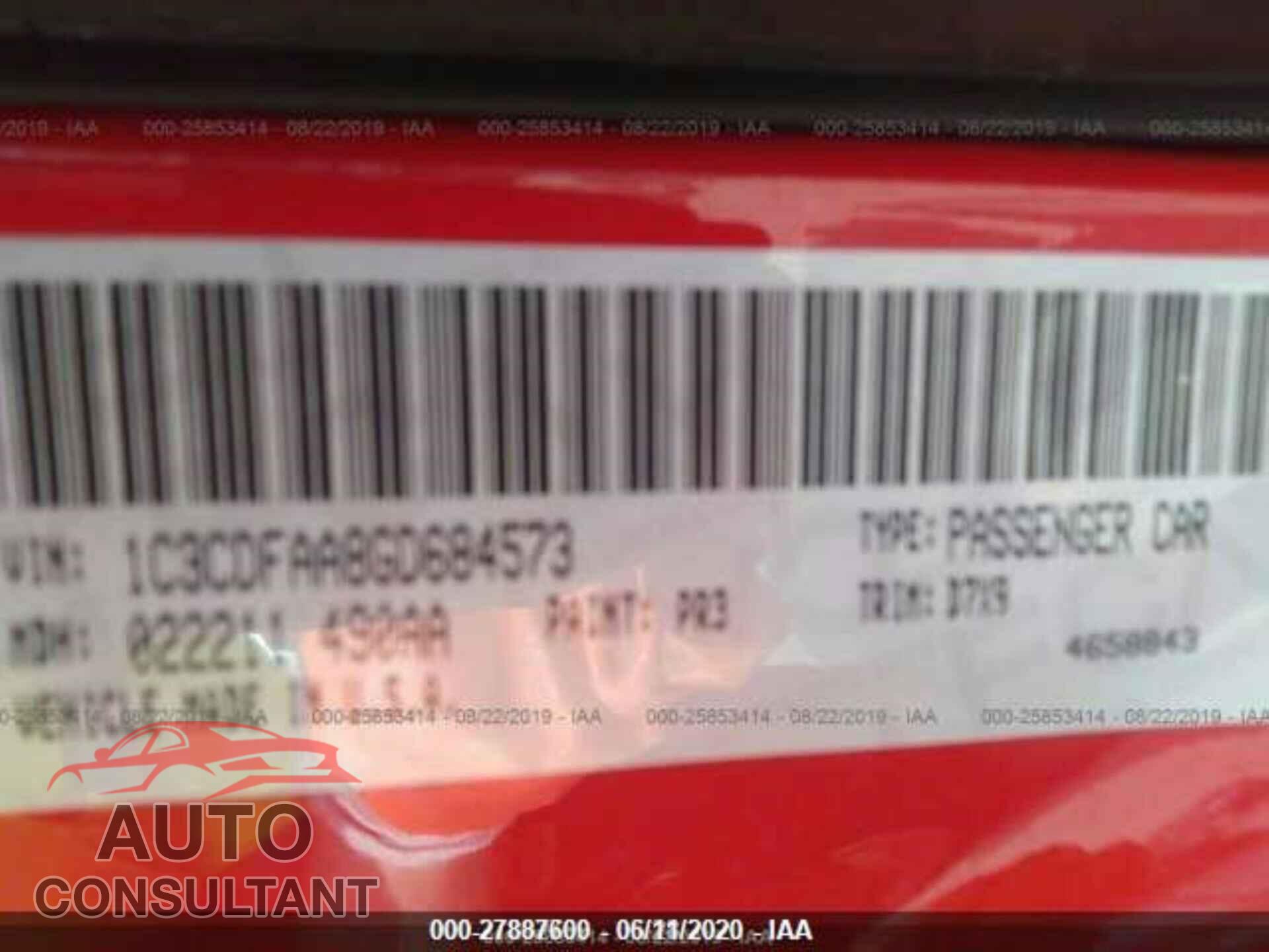 DODGE DART 2016 - 1C3CDFAA8GD684573