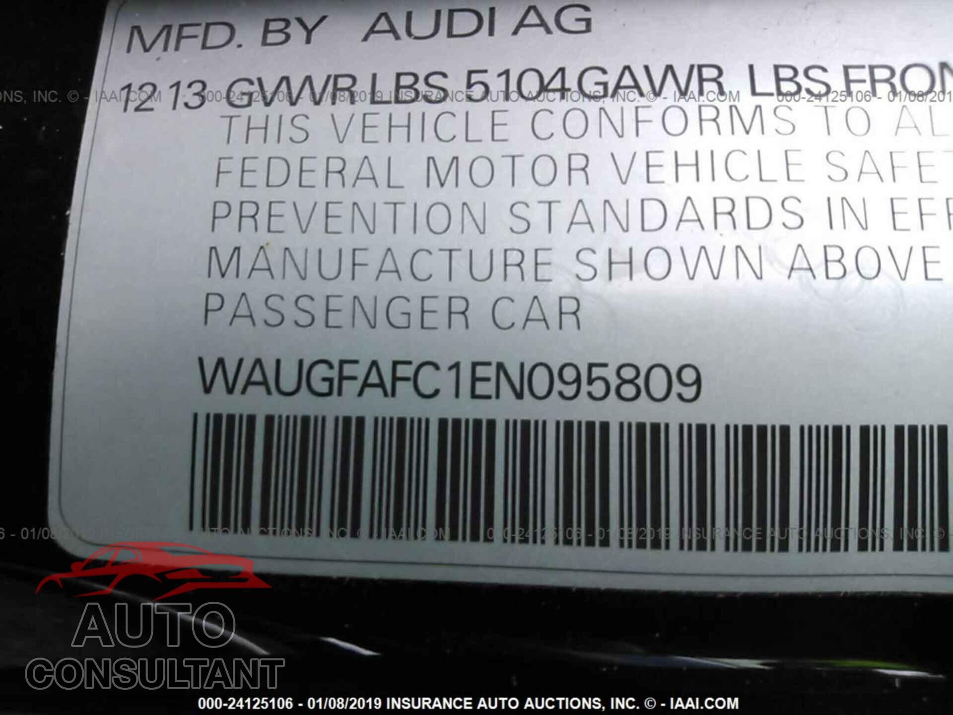 AUDI A6 2014 - WAUGFAFC1EN095809