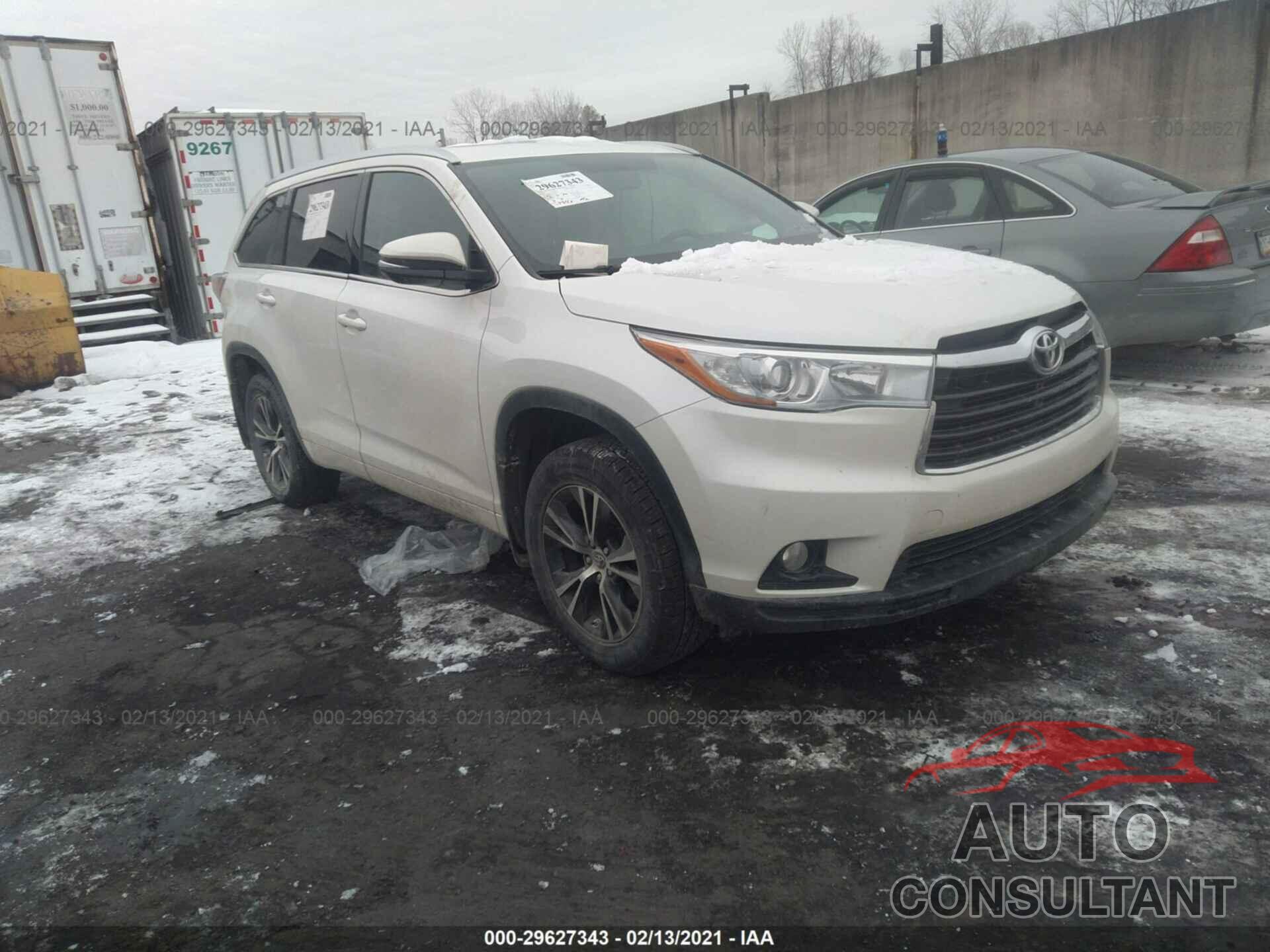 TOYOTA HIGHLANDER 2016 - 5TDJKRFH2GS265218