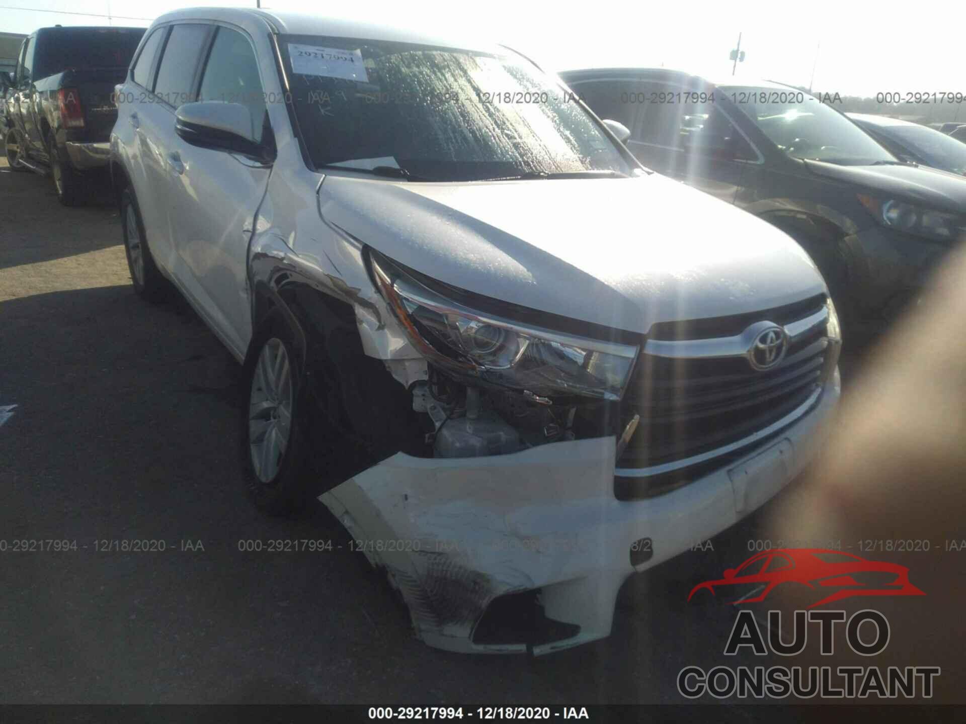 TOYOTA HIGHLANDER 2016 - 5TDZARFH7GS019111