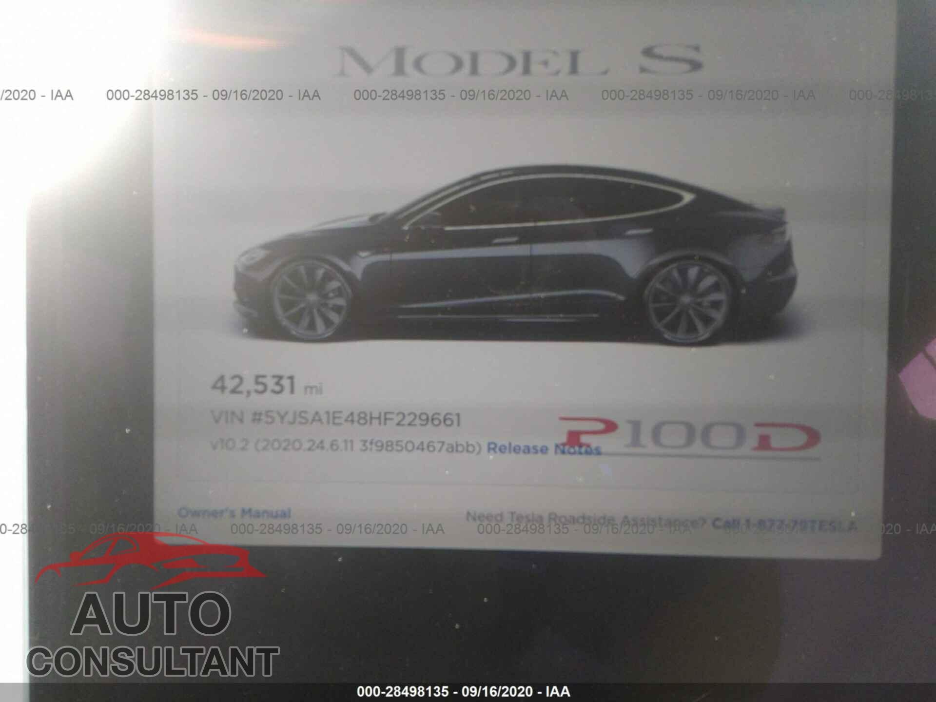 TESLA MODEL S 2017 - 5YJSA1E48HF229661