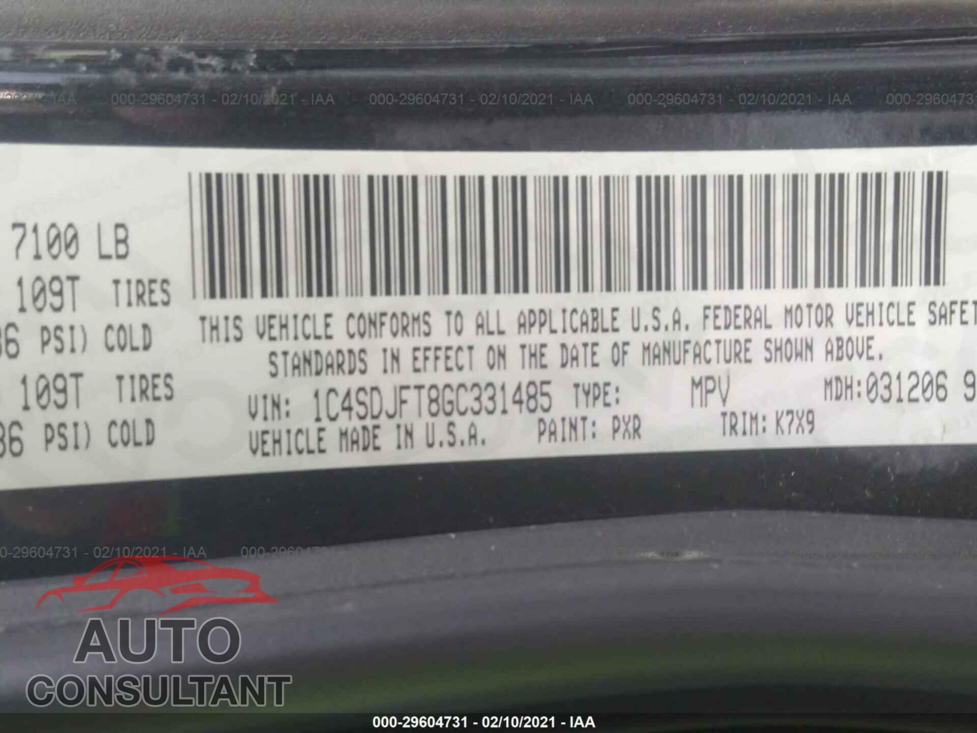 DODGE DURANGO 2016 - 1C4SDJFT8GC331485