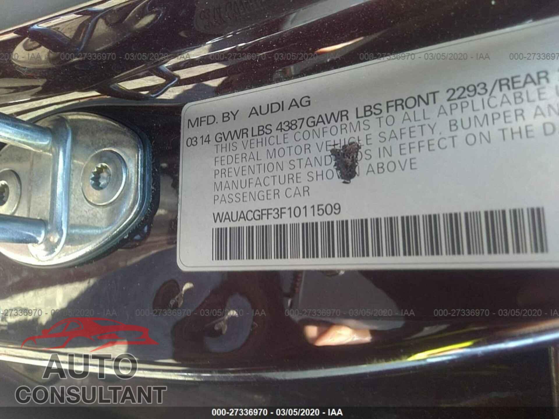 AUDI A3 2015 - WAUACGFF3F1011509