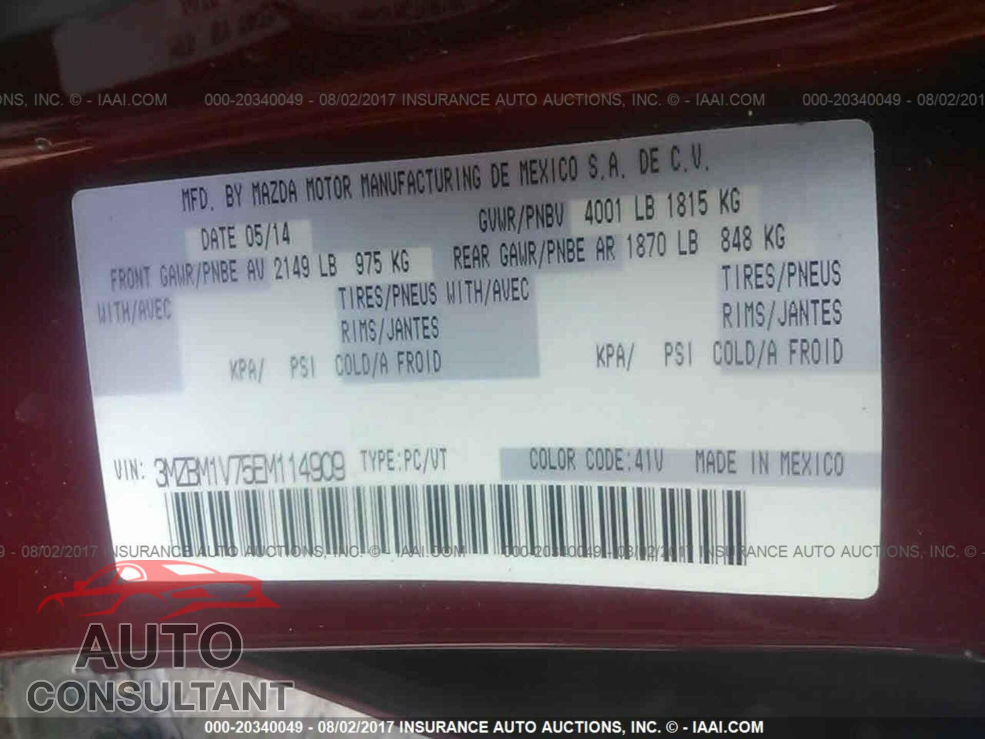 Mazda 3 2014 - 3MZBM1V75EM114909