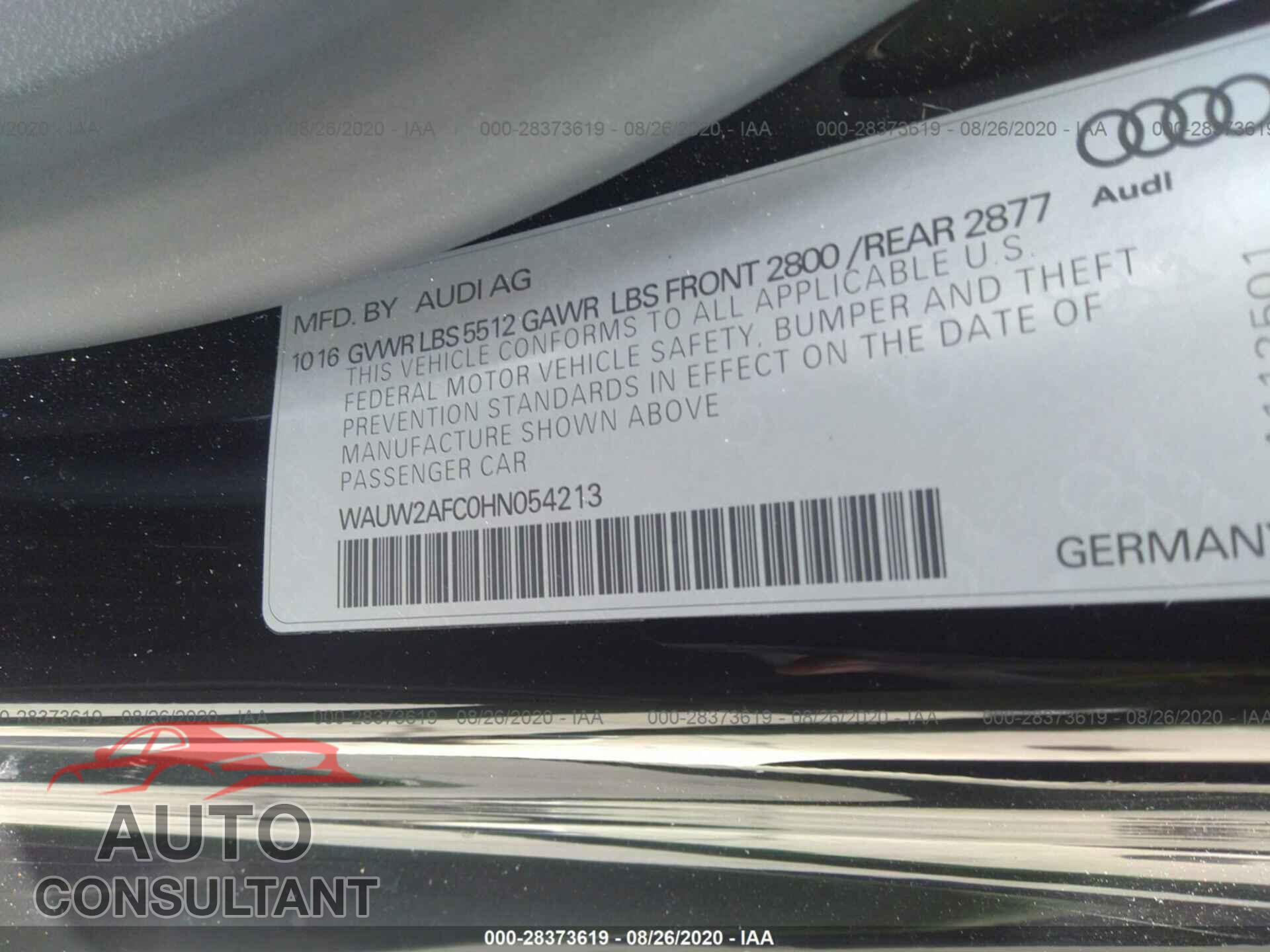 AUDI A7 2017 - WAUW2AFC0HN054213
