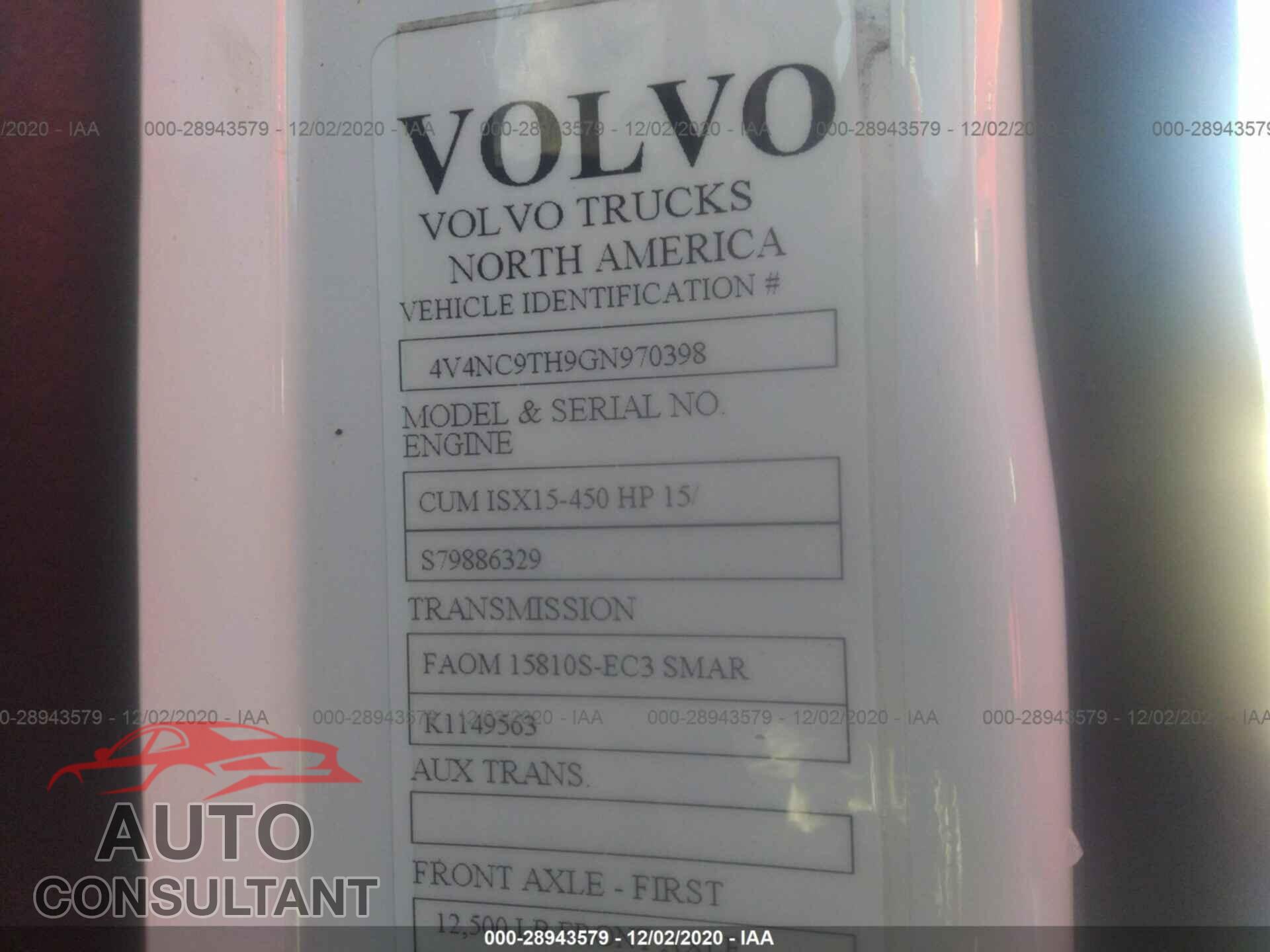 VOLVO VN 2016 - 4V4NC9TH9GN970398