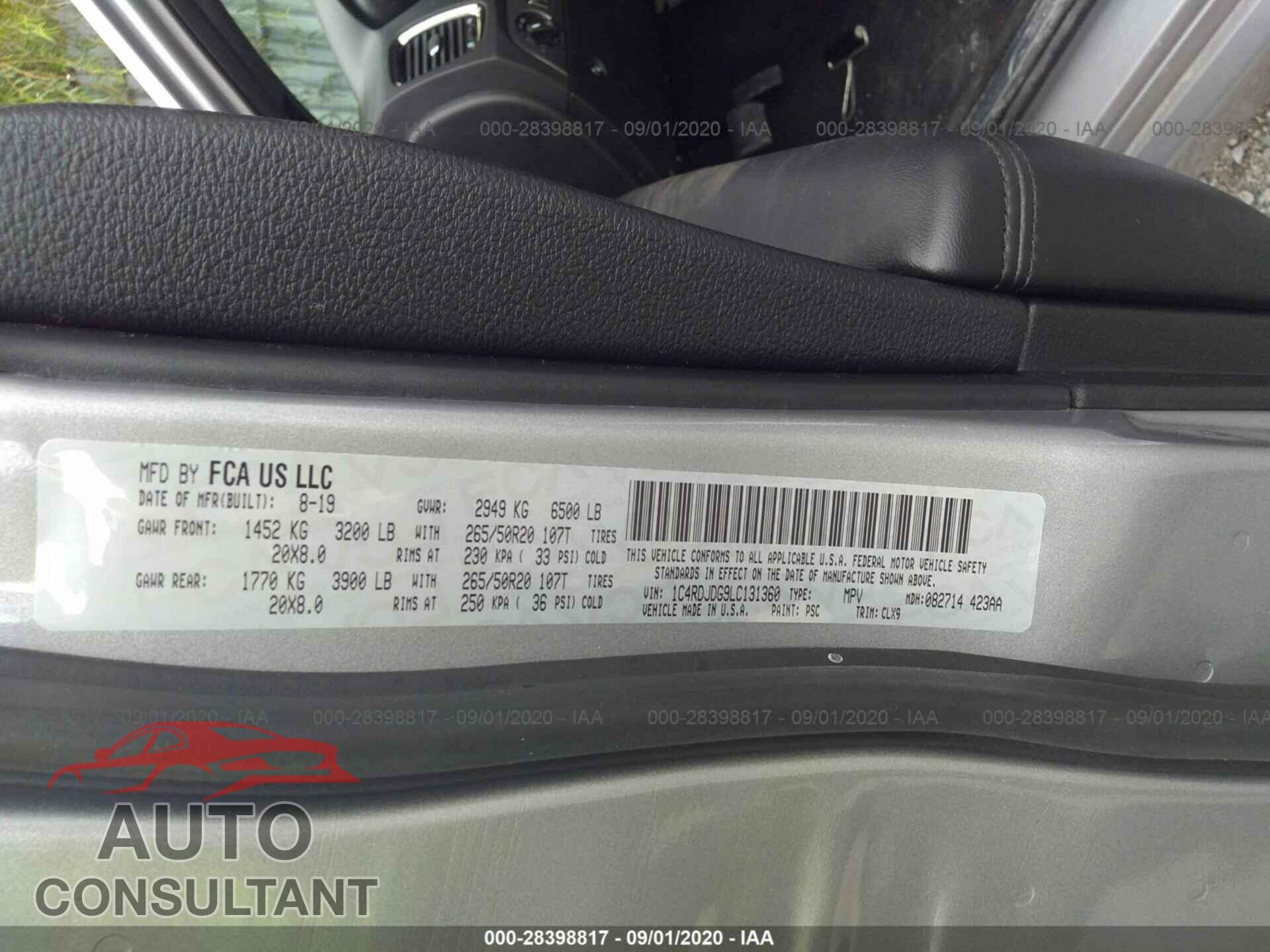 DODGE DURANGO 2020 - 1C4RDJDG9LC131360