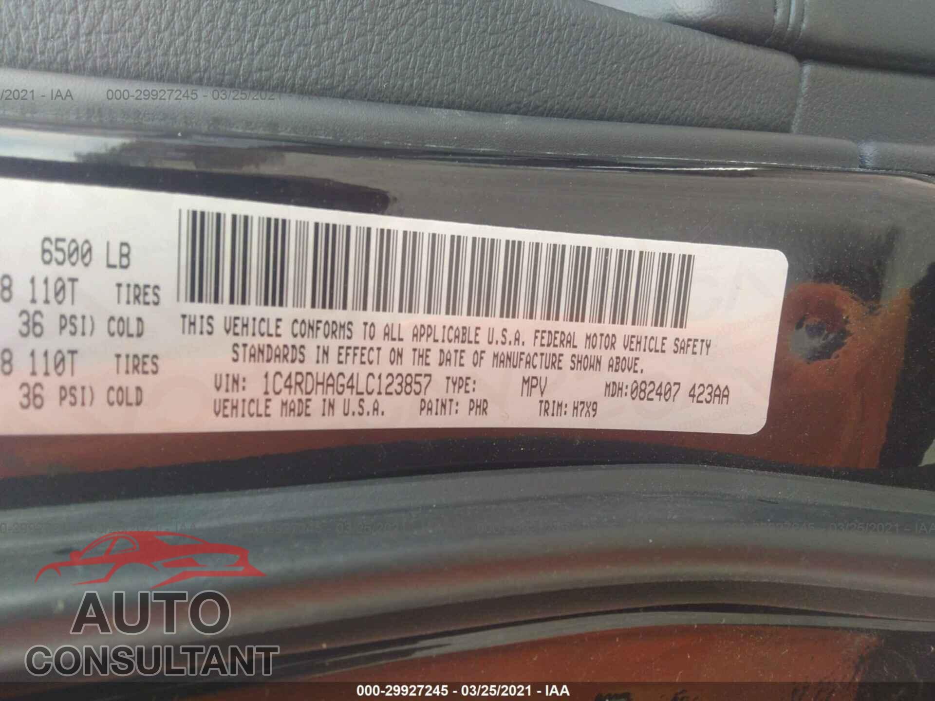 DODGE DURANGO 2020 - 1C4RDHAG4LC123857