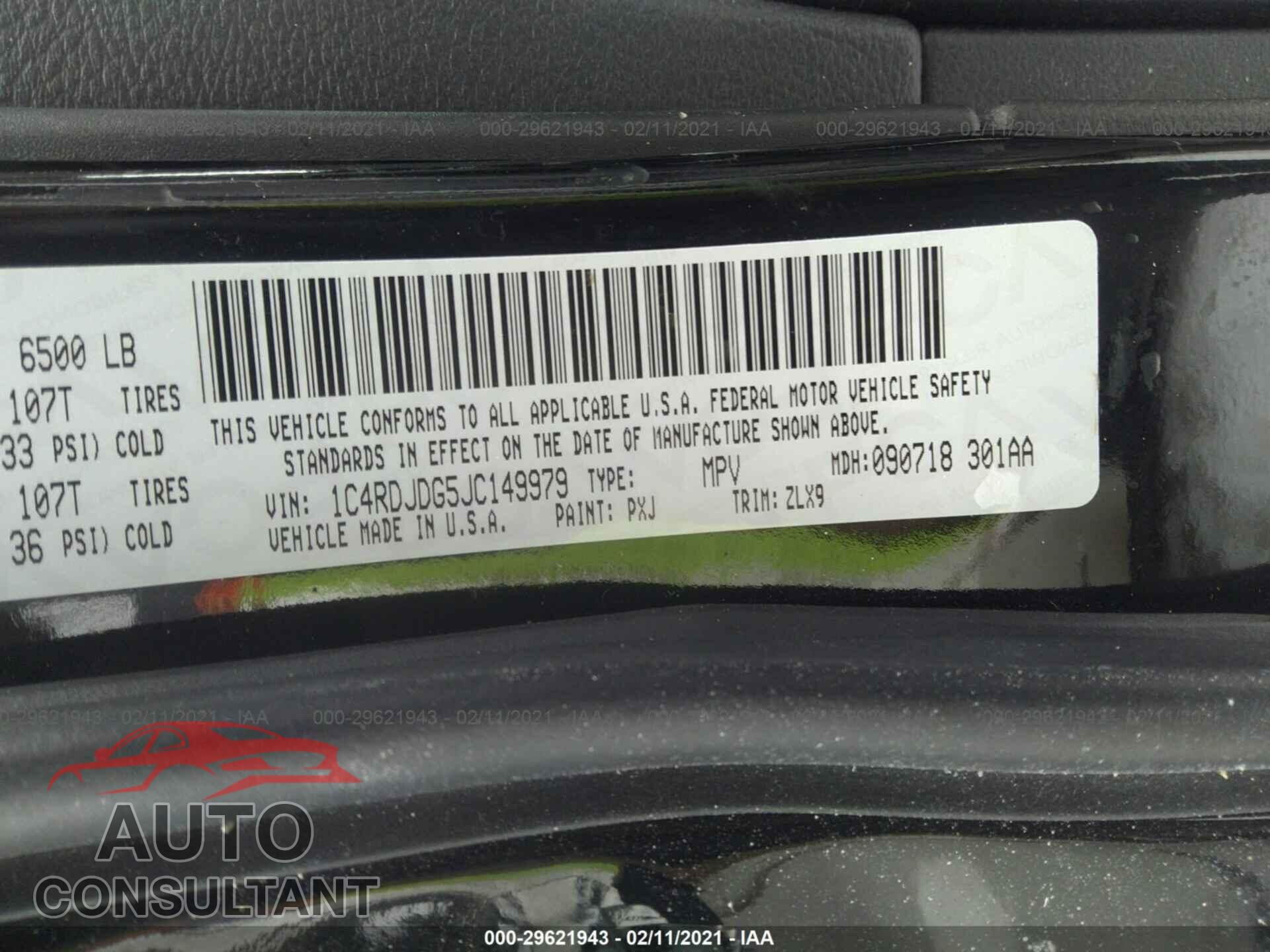 DODGE DURANGO 2018 - 1C4RDJDG5JC149979