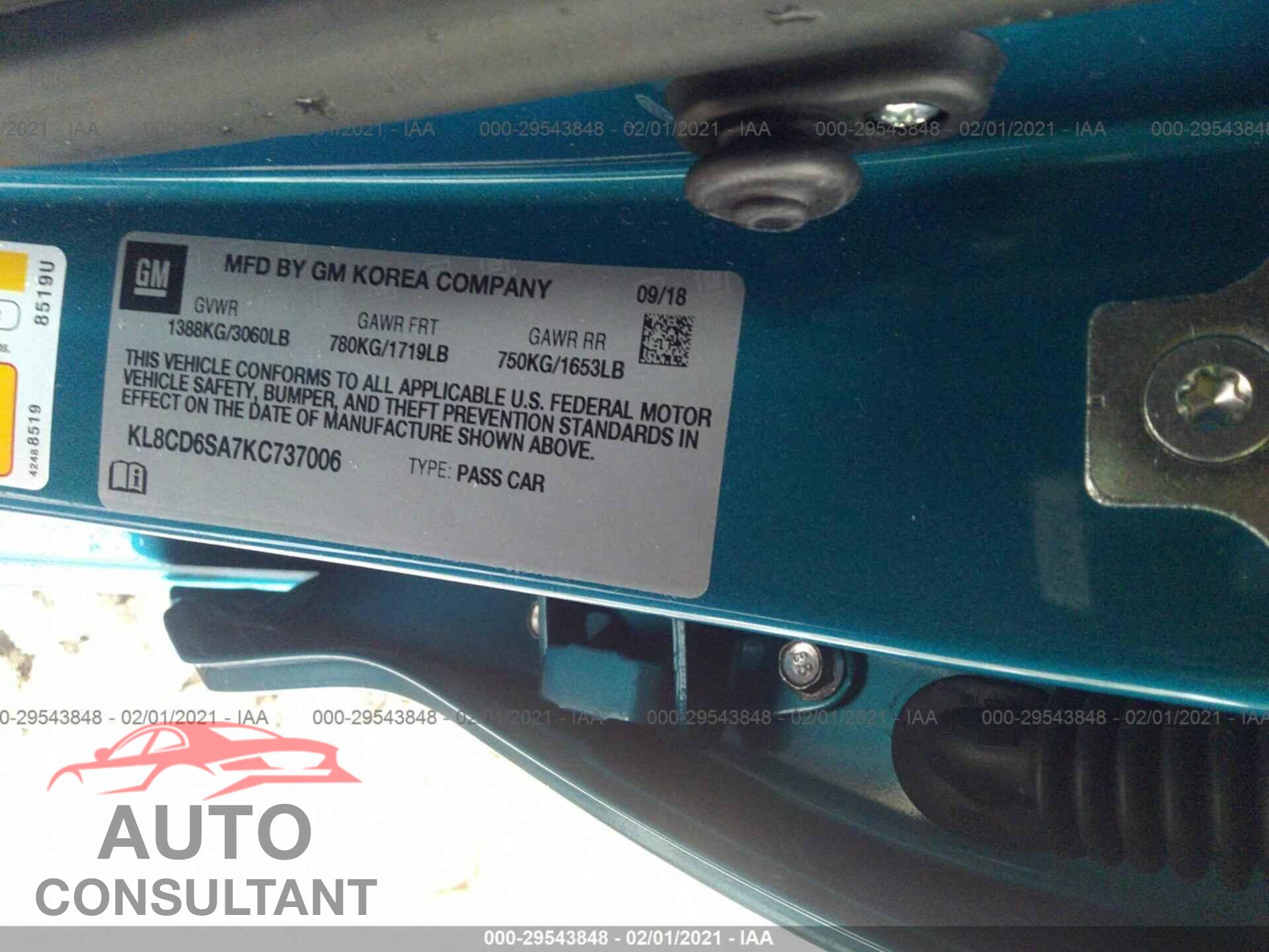 CHEVROLET SPARK 2019 - KL8CD6SA7KC737006