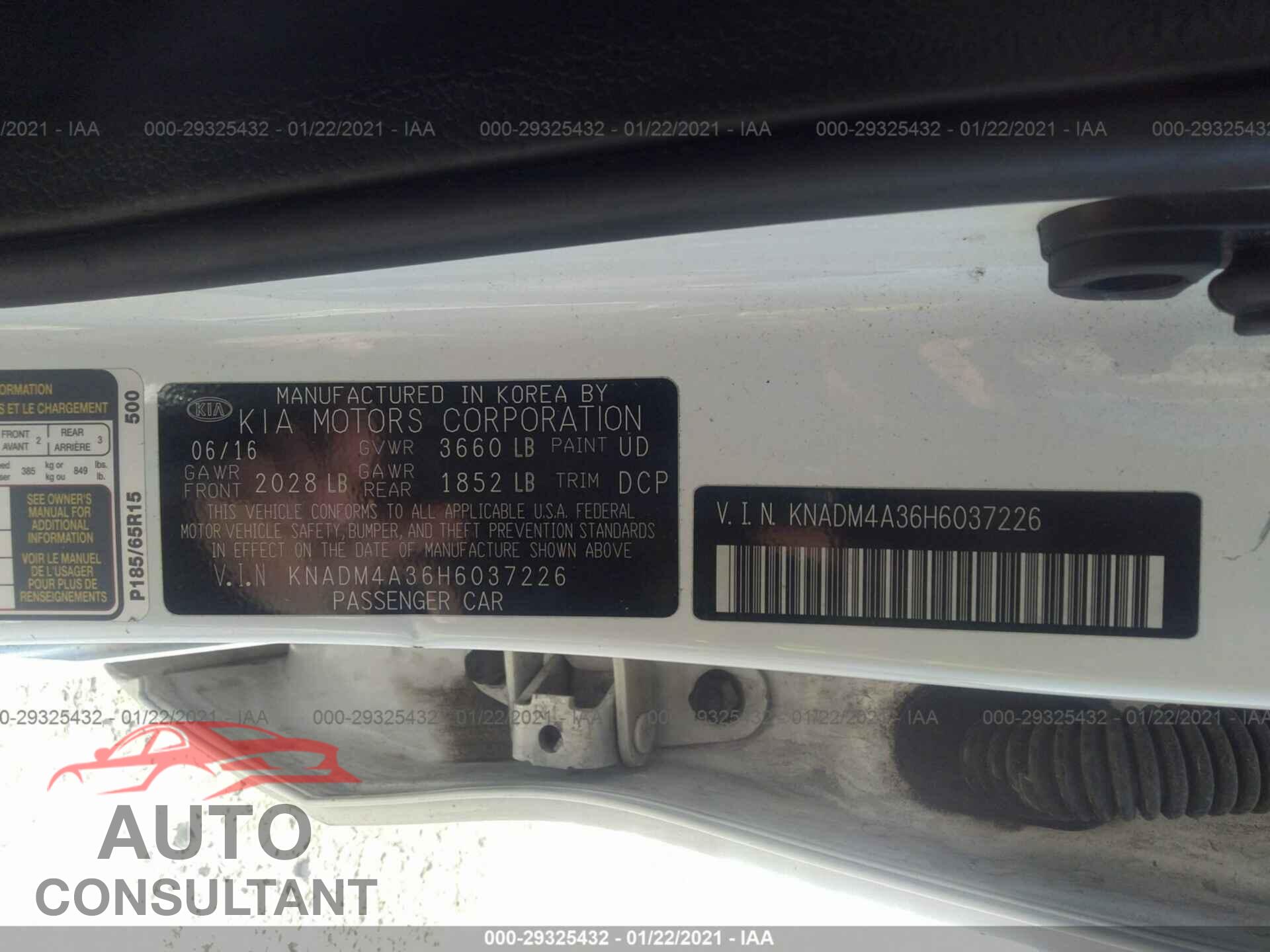 KIA RIO 2017 - KNADM4A36H6037226