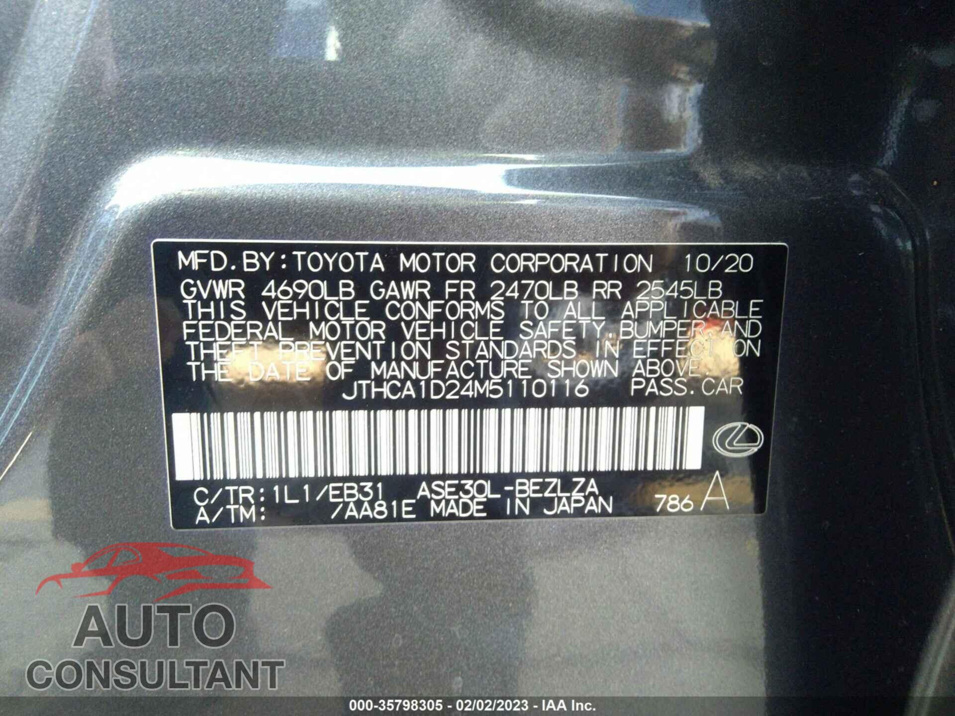 LEXUS IS 2021 - JTHCA1D24M5110116