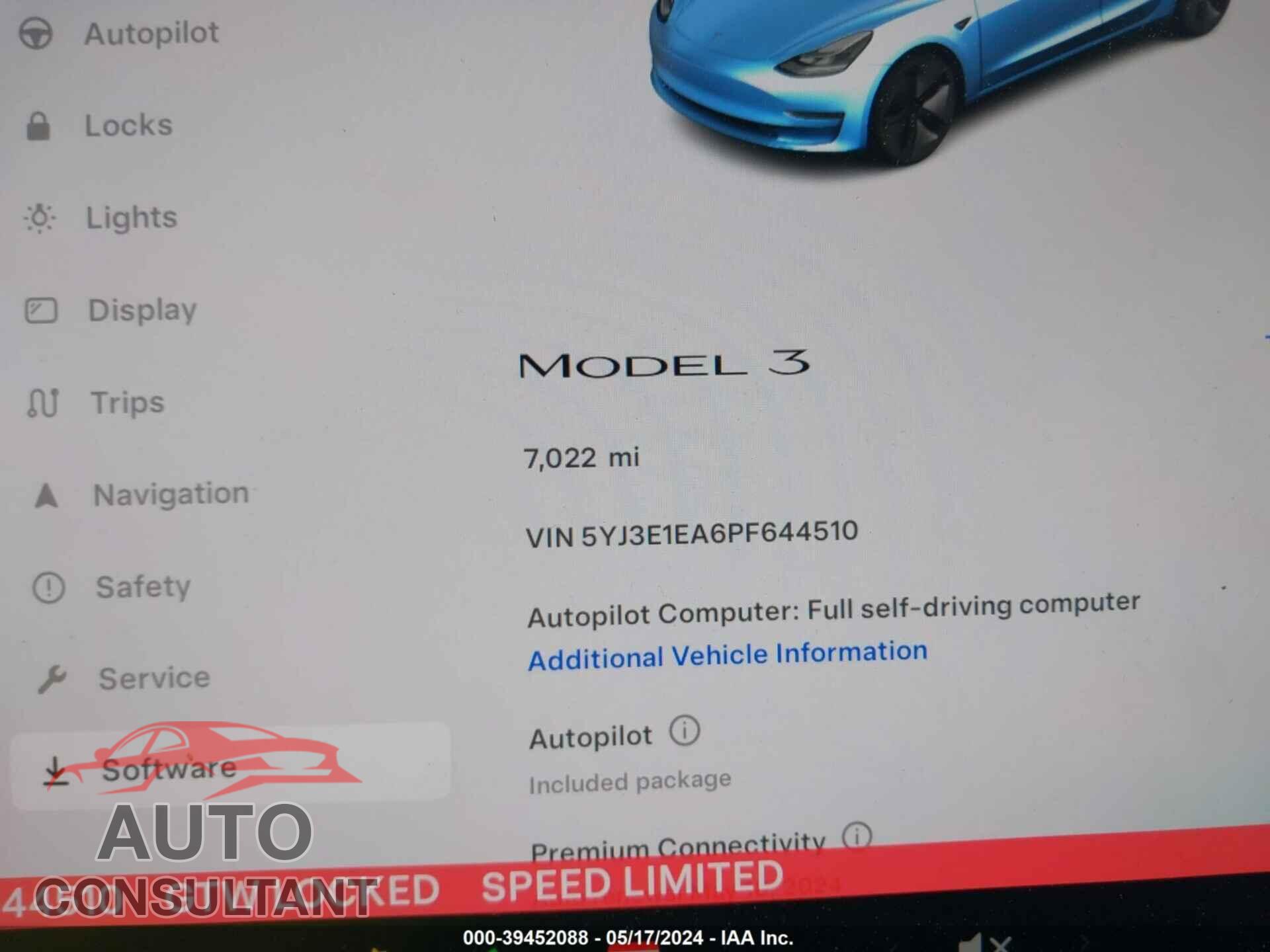 TESLA MODEL 3 2023 - 5YJ3E1EA6PF644510