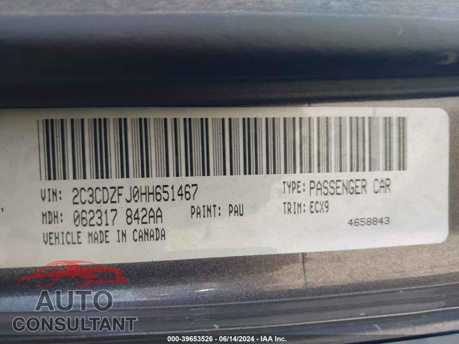 DODGE CHALLENGER 2017 - 2C3CDZFJ0HH651467