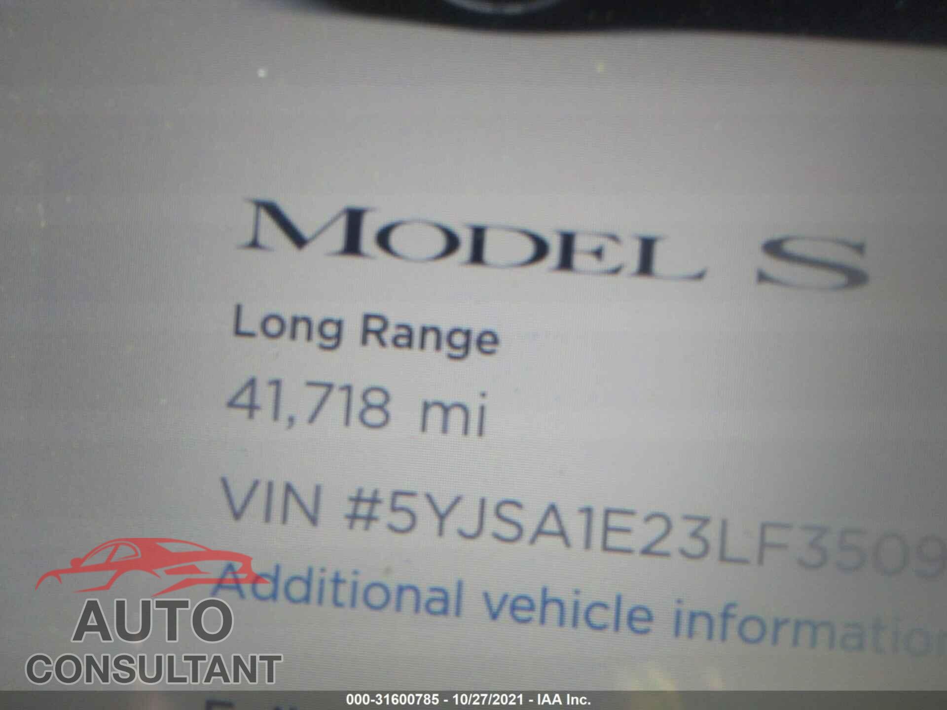 TESLA MODEL S 2020 - 5YJSA1E23LF350976