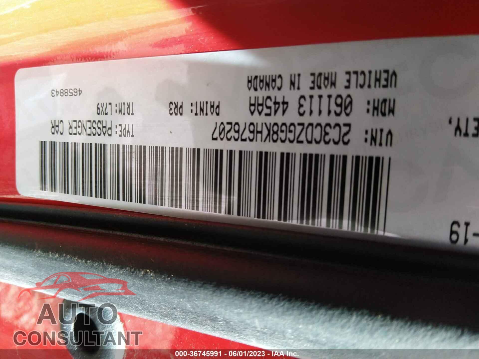 DODGE CHALLENGER 2019 - 2C3CDZGG8KH676207