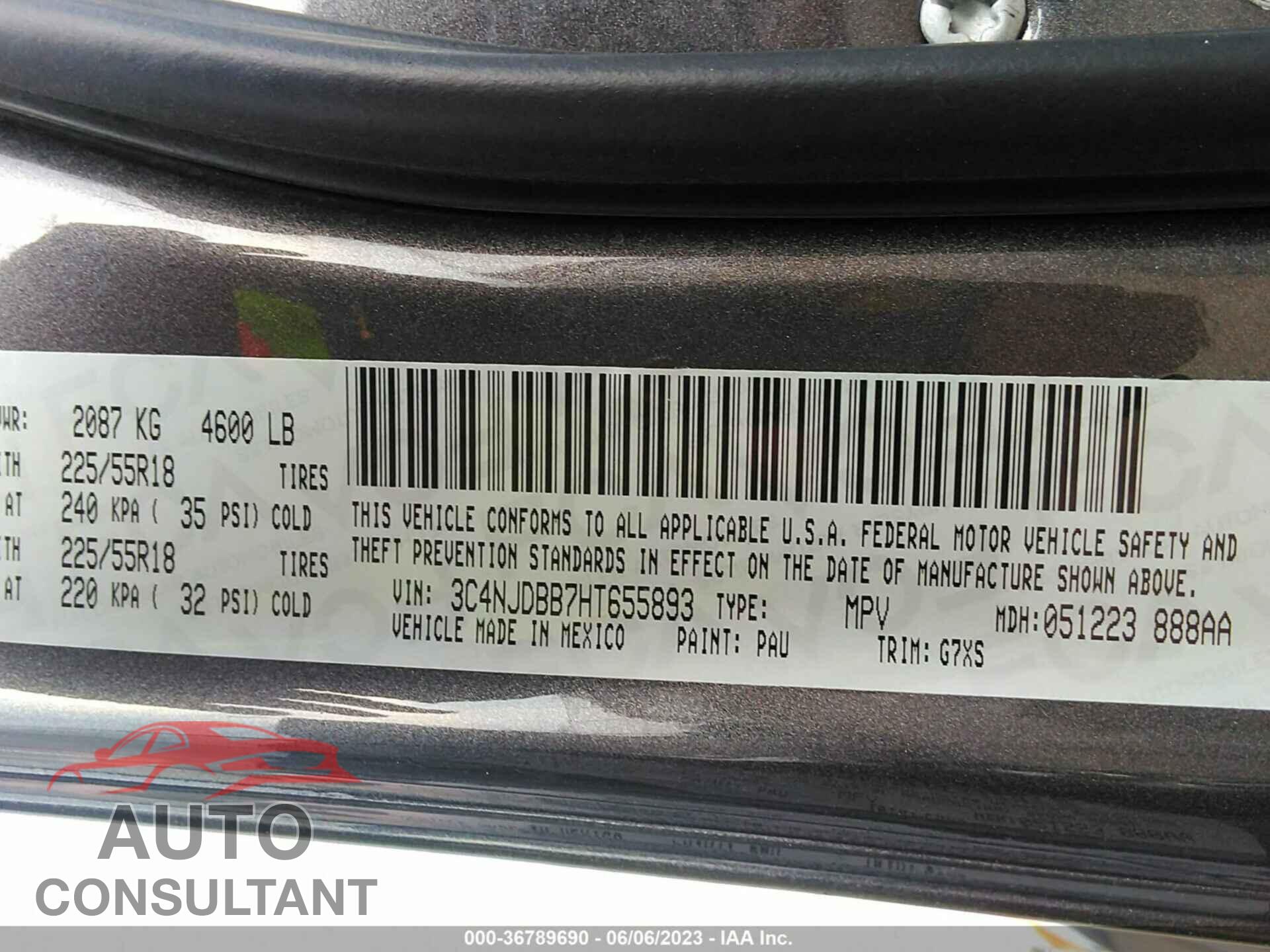 JEEP COMPASS 2017 - 3C4NJDBB7HT655893