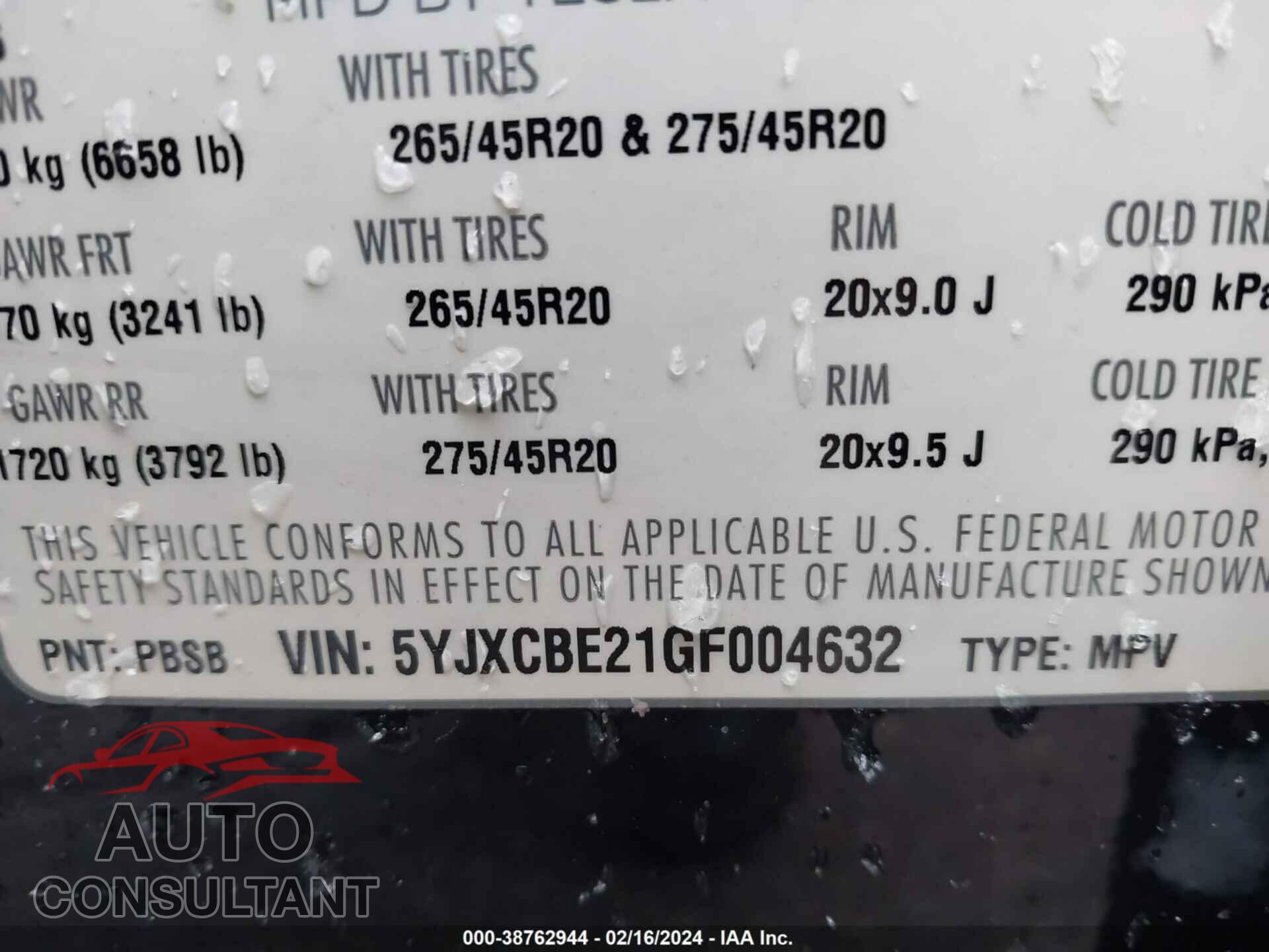 TESLA MODEL X 2016 - 5YJXCBE21GF004632