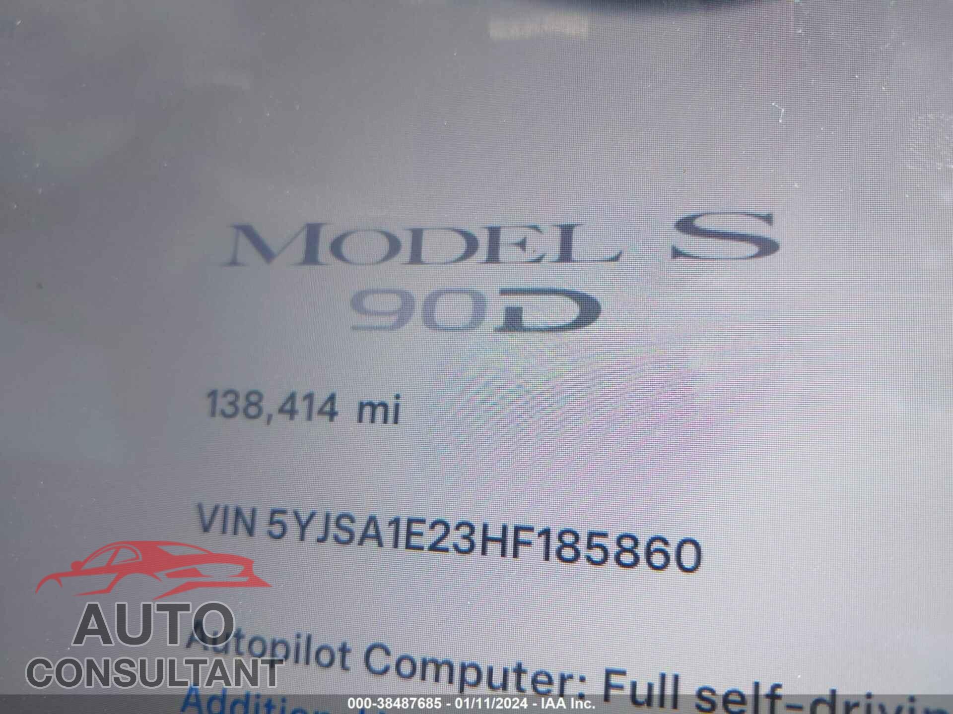 TESLA MODEL S 2017 - 5YJSA1E23HF185860