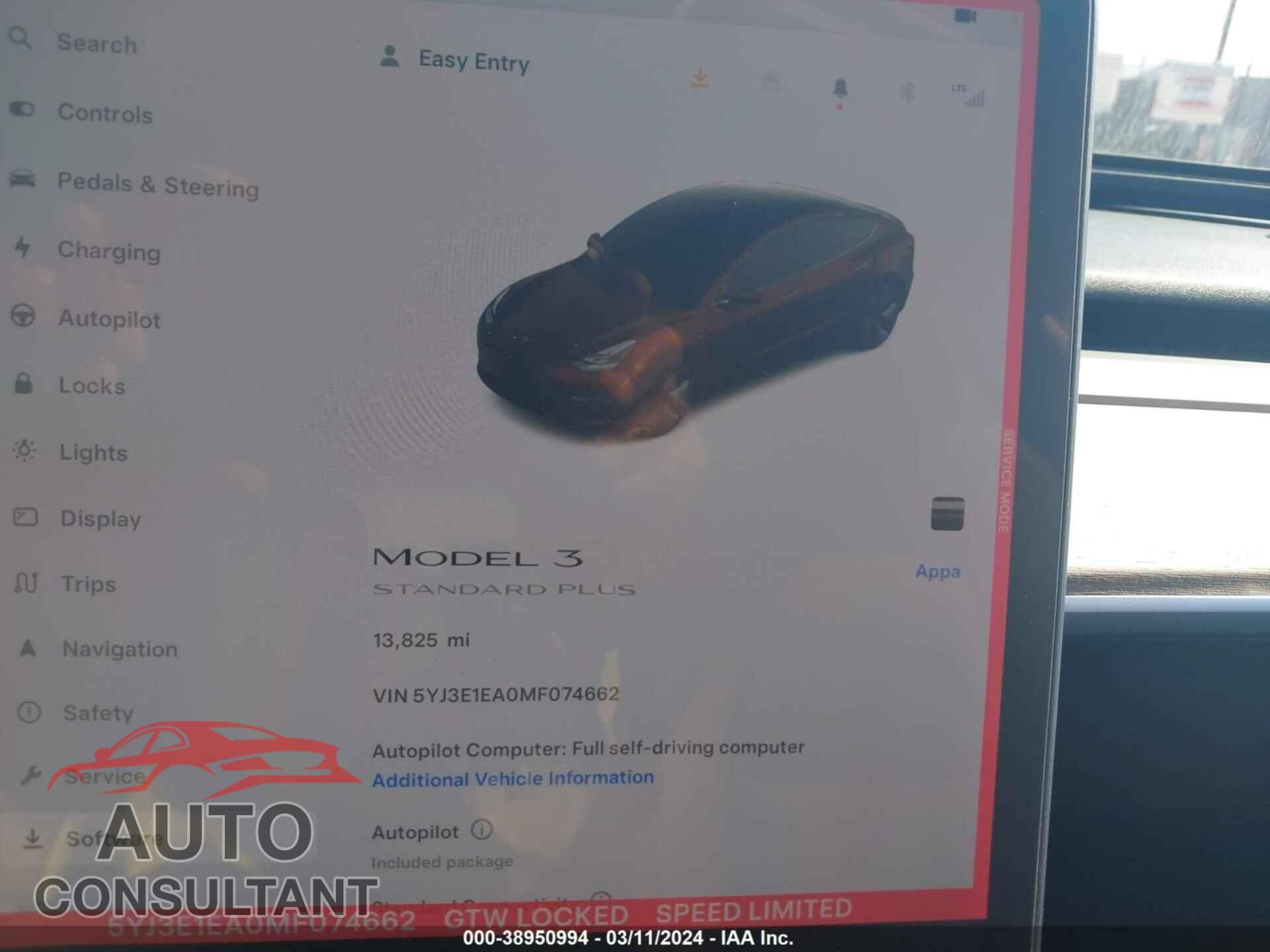 TESLA MODEL 3 2021 - 5YJ3E1EA0MF074662