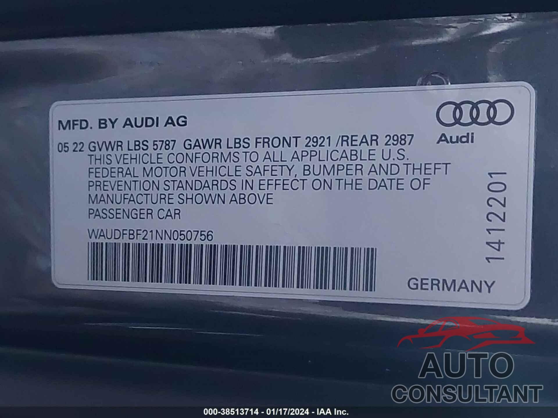 AUDI S6 2022 - WAUDFBF21NN050756