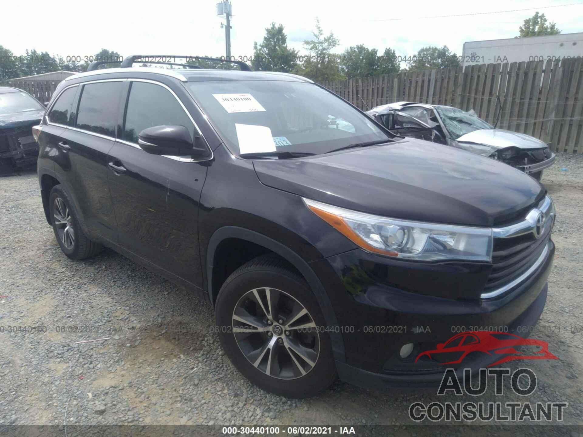 TOYOTA HIGHLANDER 2016 - 5TDJKRFH7GS500650