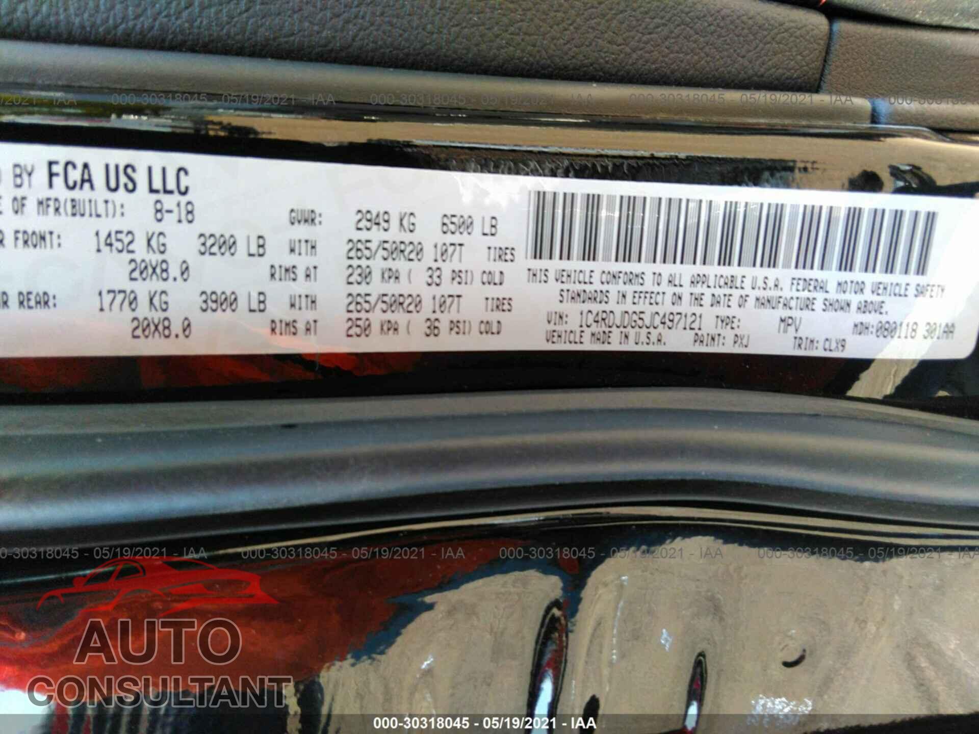DODGE DURANGO 2018 - 1C4RDJDG5JC497121