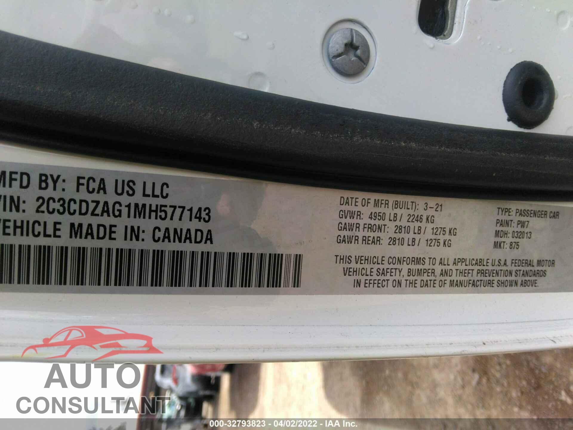 DODGE CHALLENGER 2021 - 2C3CDZAG1MH577143