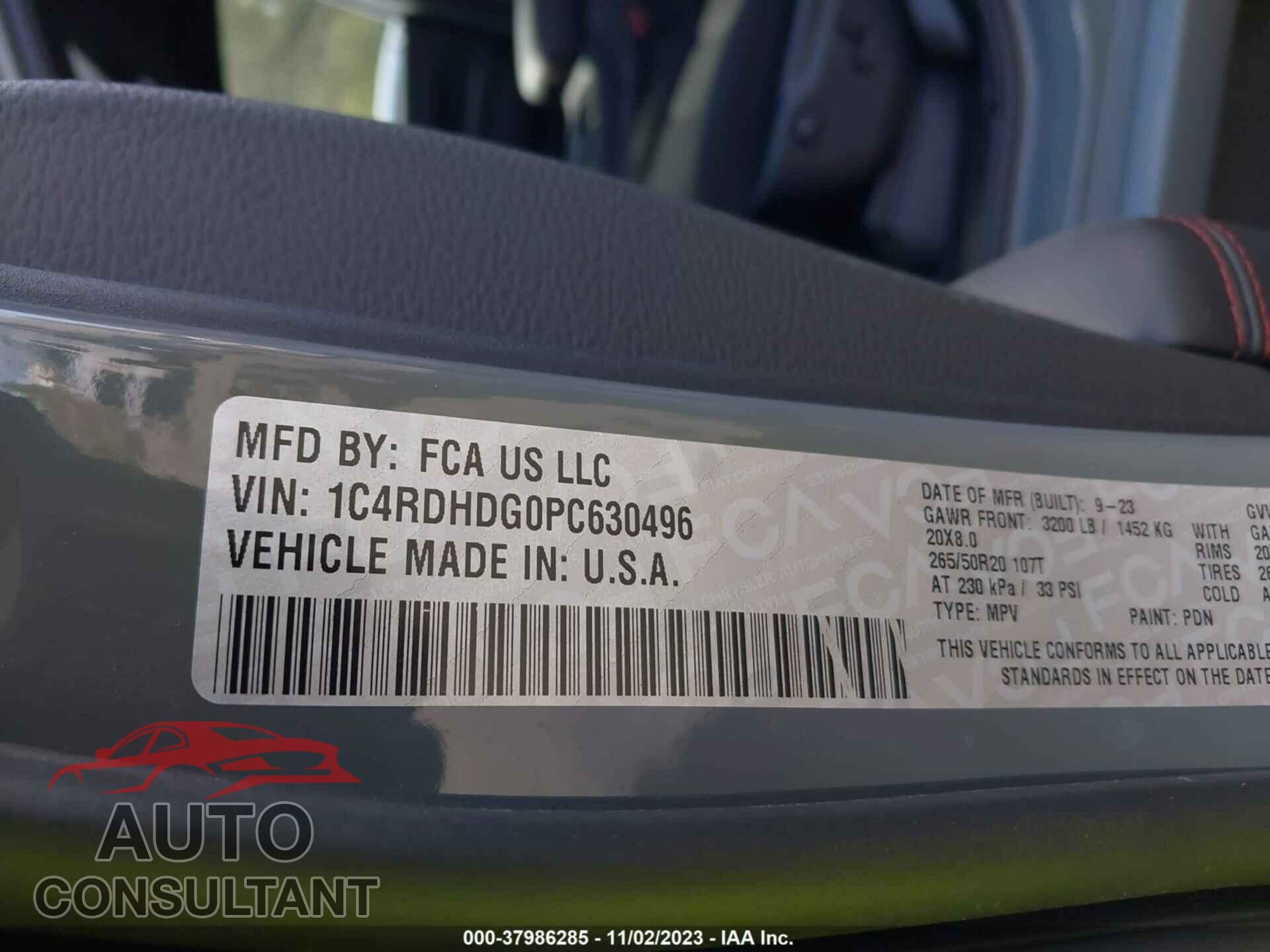 DODGE DURANGO 2023 - 1C4RDHDG0PC630496