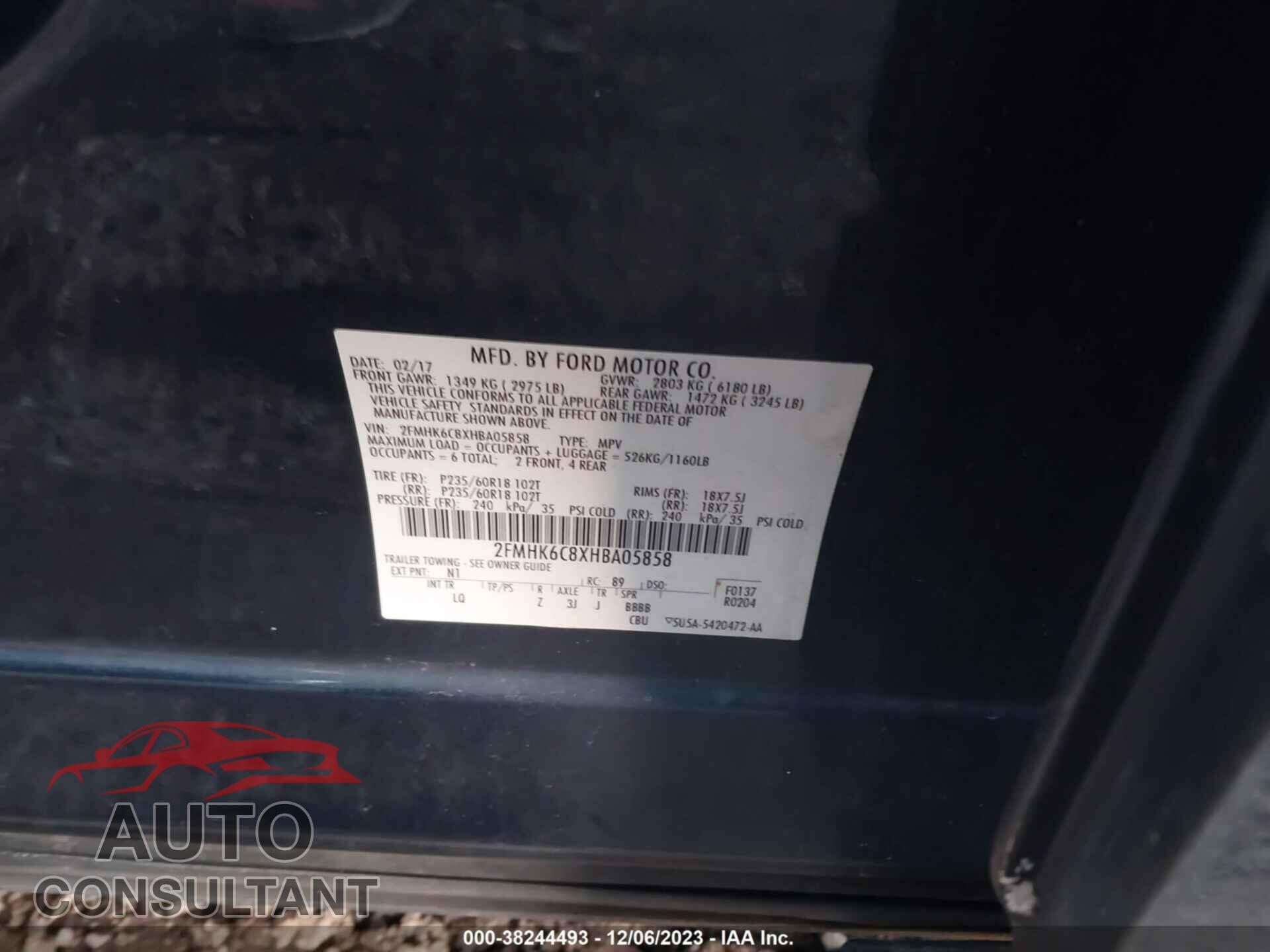 FORD FLEX 2017 - 2FMHK6C8XHBA05858