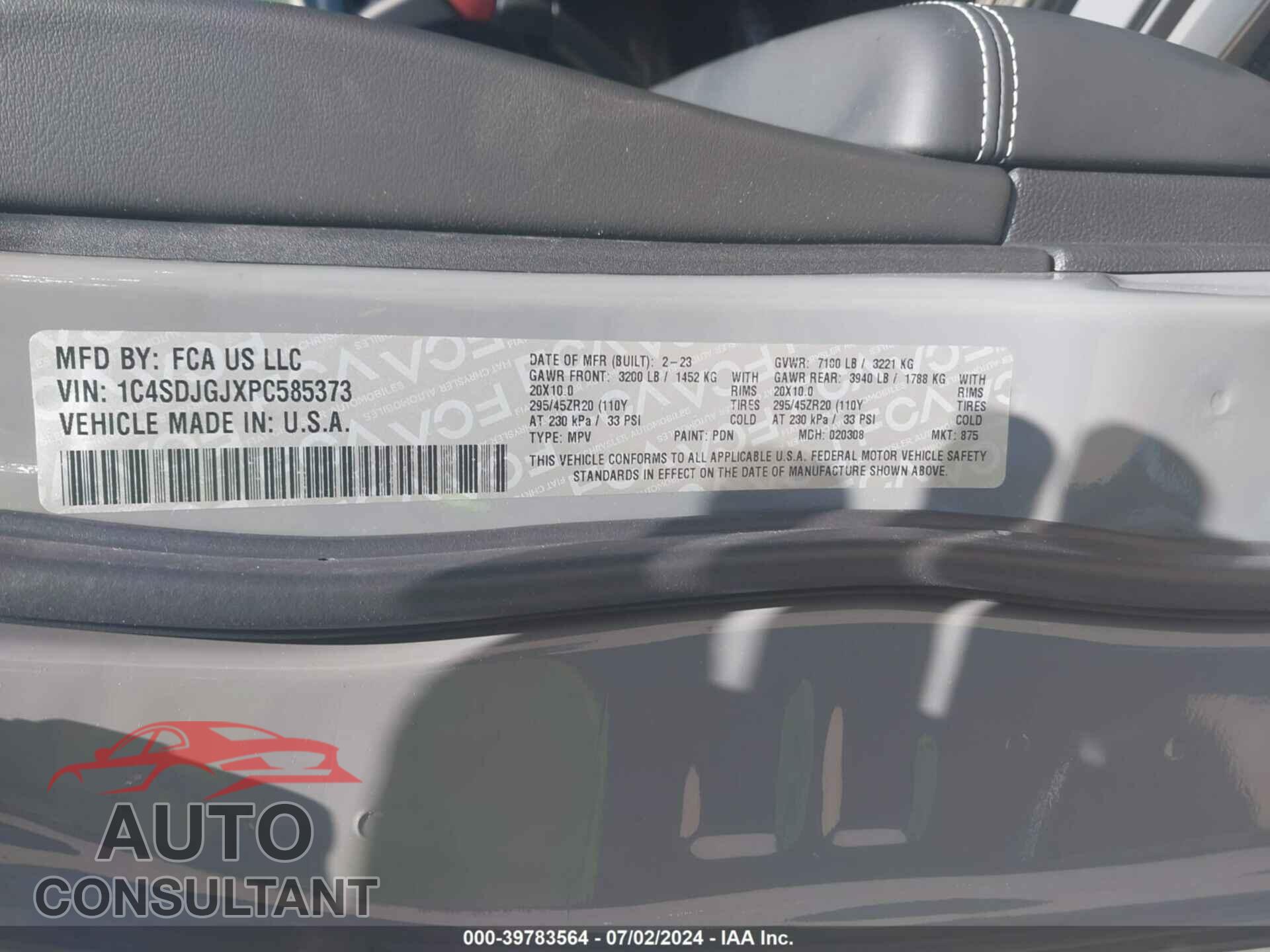 DODGE DURANGO 2023 - 1C4SDJGJXPC585373