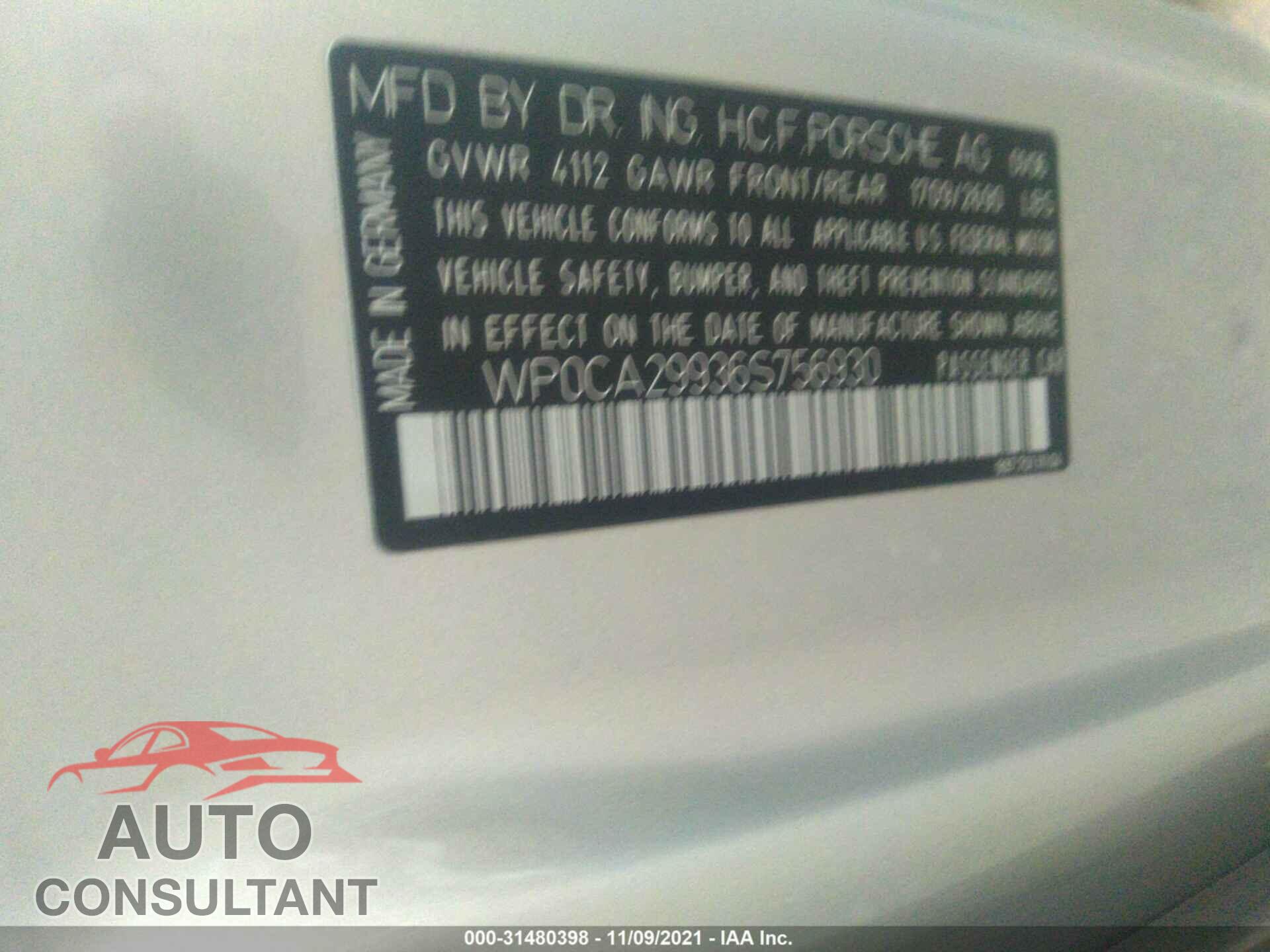 PORSCHE 911 2006 - WP0CA29936S756930