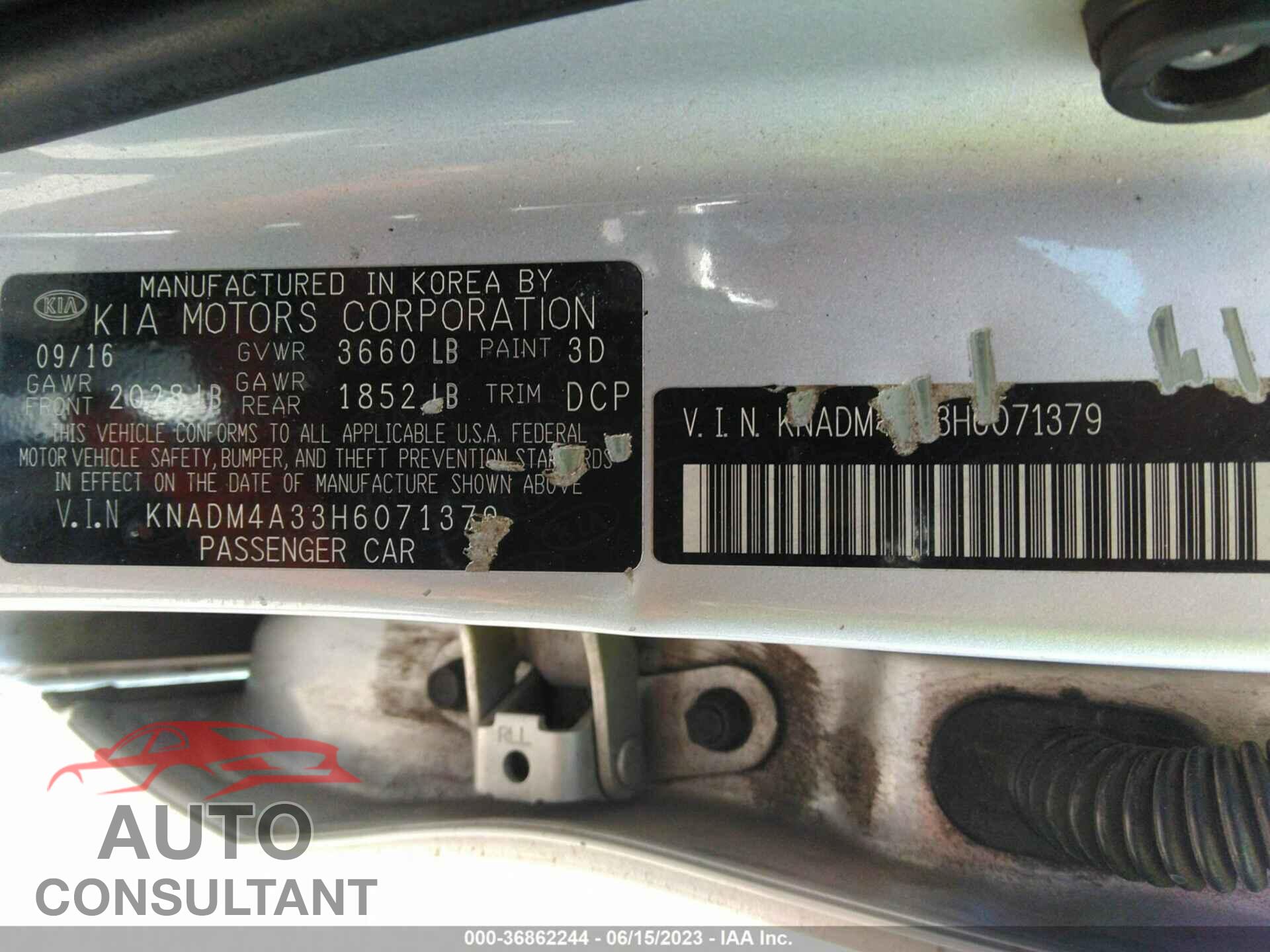 KIA RIO 2017 - KNADM4A33H6071379