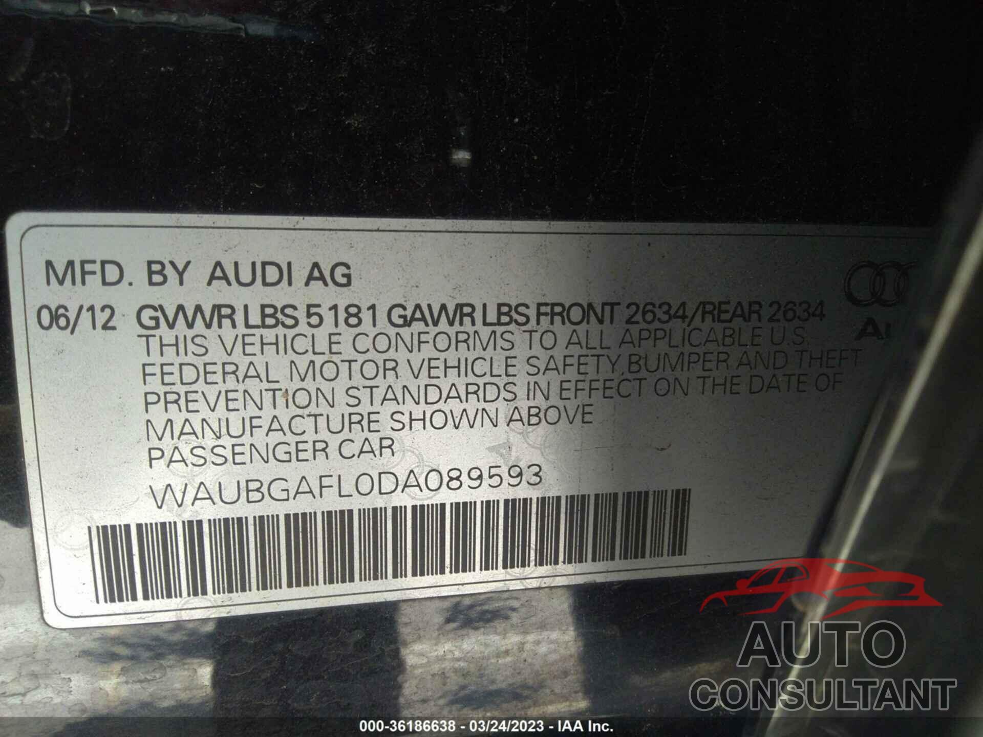 AUDI S4 2013 - WAUBGAFL0DA089593