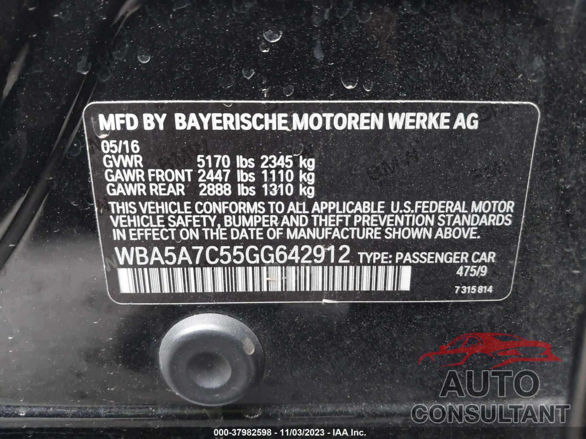 BMW 528I 2016 - WBA5A7C55GG642912