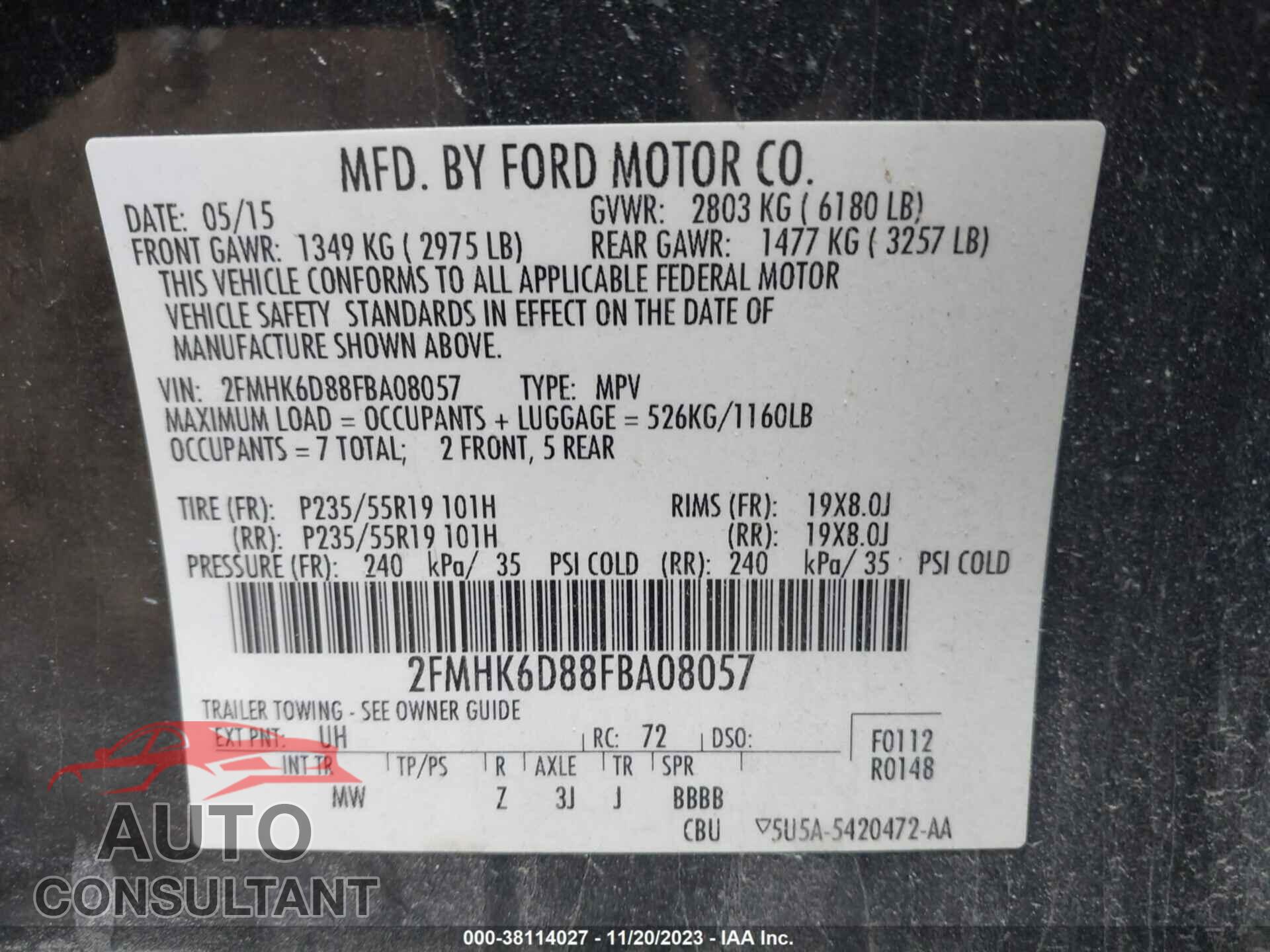 FORD FLEX 2015 - 2FMHK6D88FBA08057