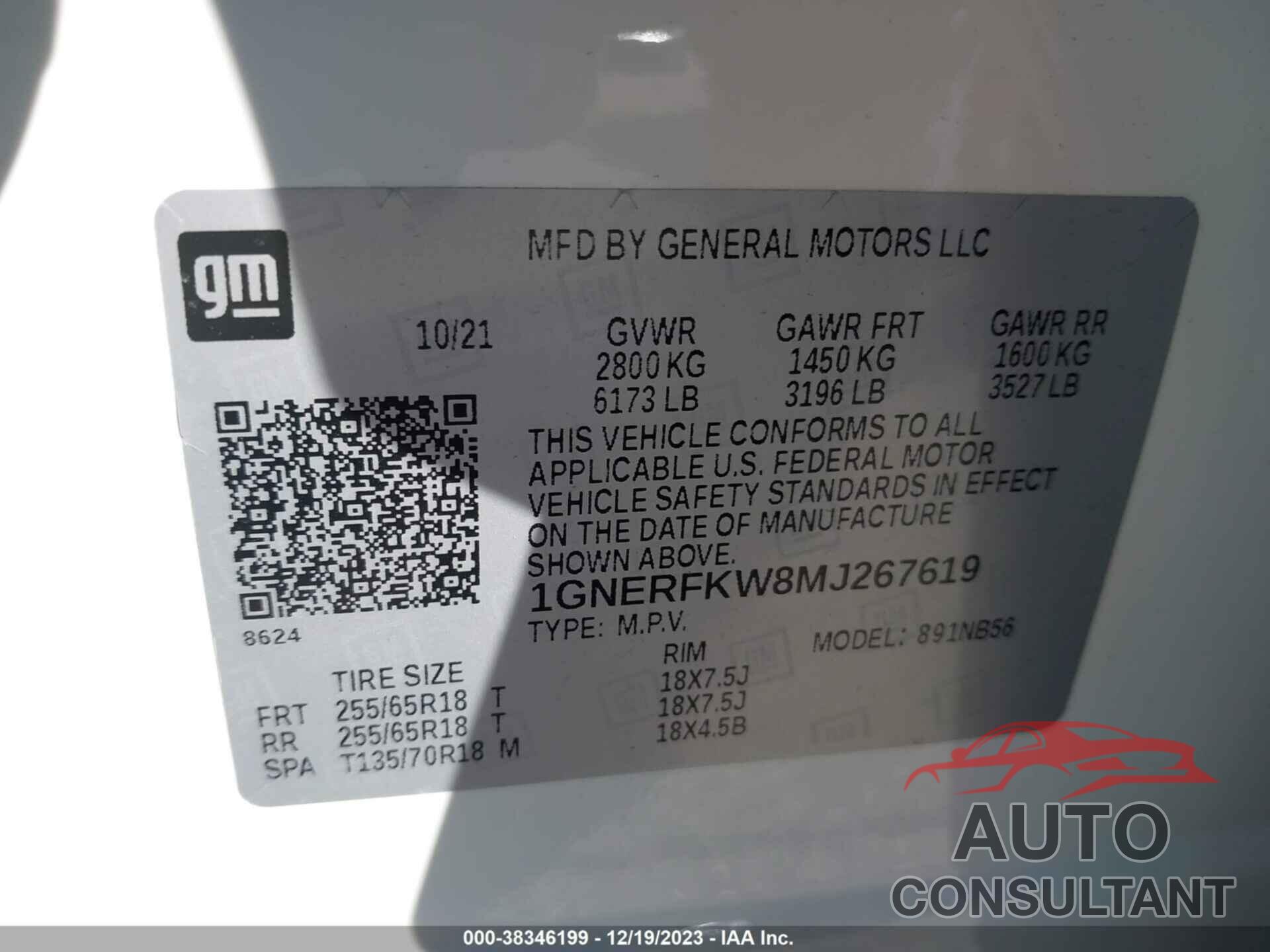 CHEVROLET TRAVERSE 2021 - 1GNERFKW8MJ267619