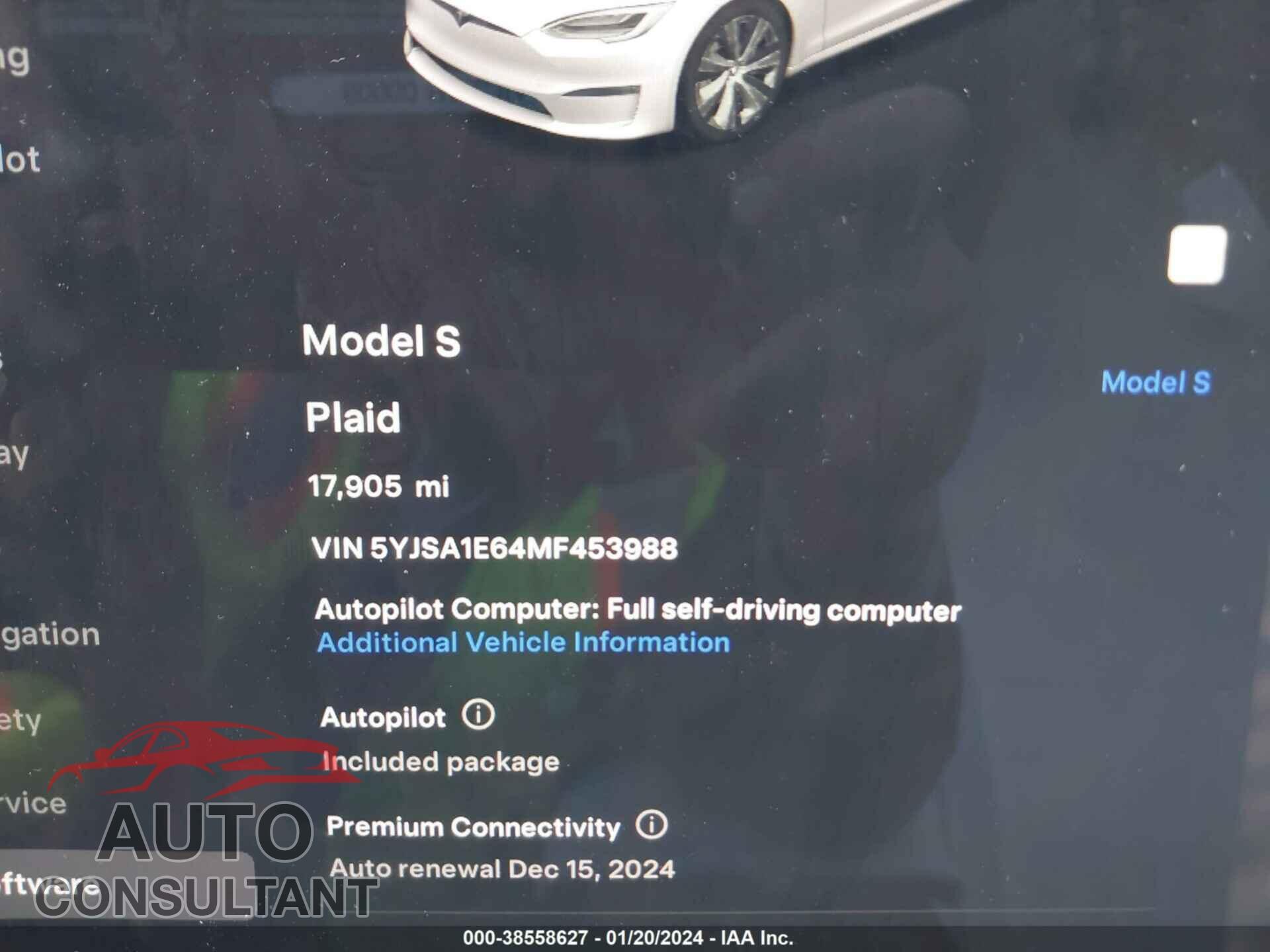 TESLA MODEL S 2021 - 5YJSA1E64MF453988